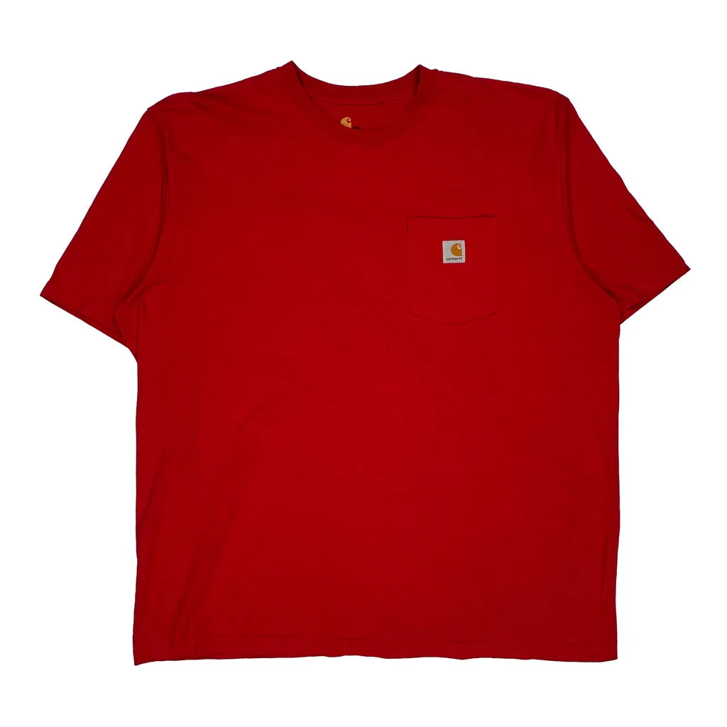 Carhartt T-Shirt - 2XL Red Cotton Refurbished - Thrifted (note: this is a term often used to describe second- refurbished available on Cerqular