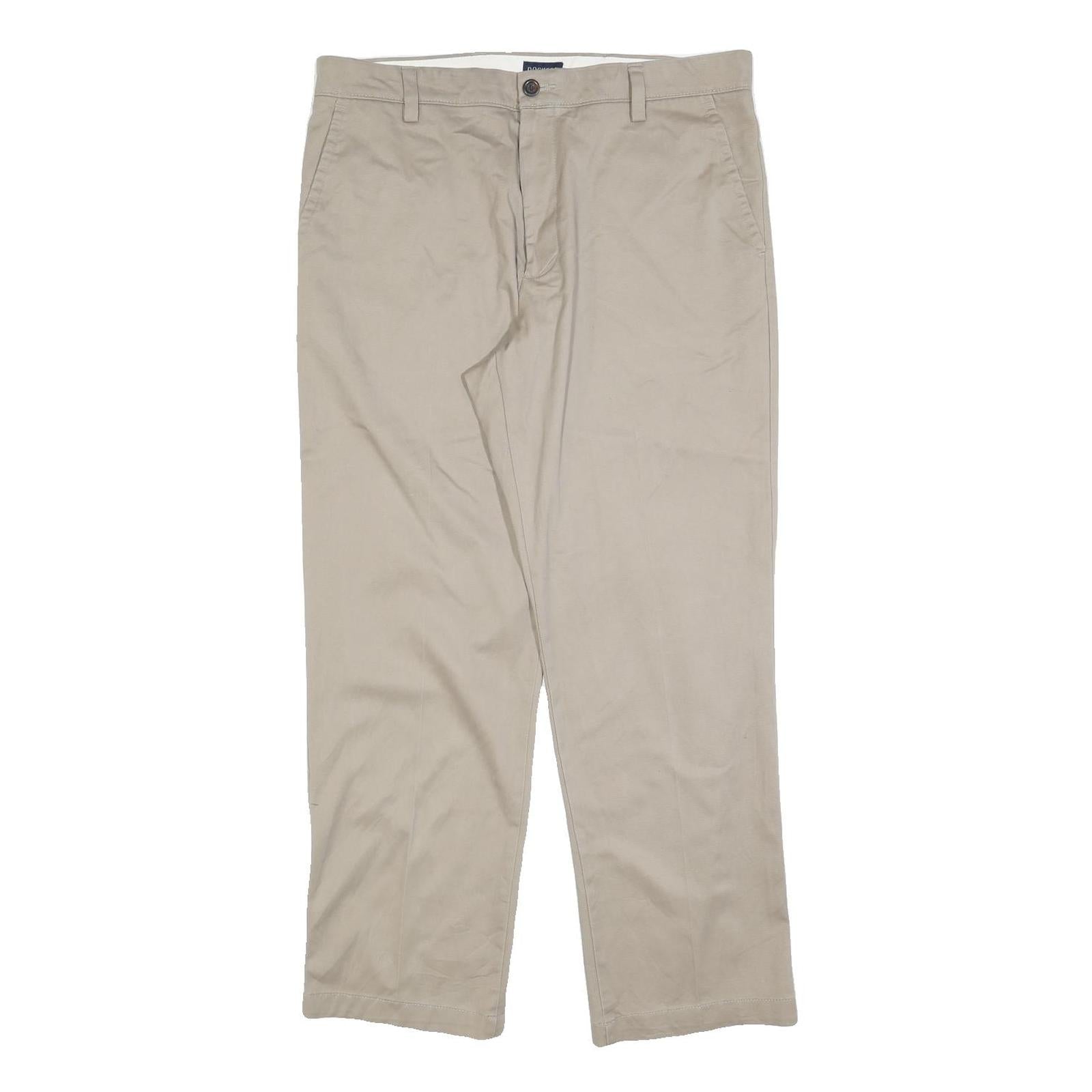 DOCKERS Mens Beige Regular Fit Straight Leg Trousers W34 L30 Cotton Blend Zip Refurbished - N/A refurbished available on Cerqular