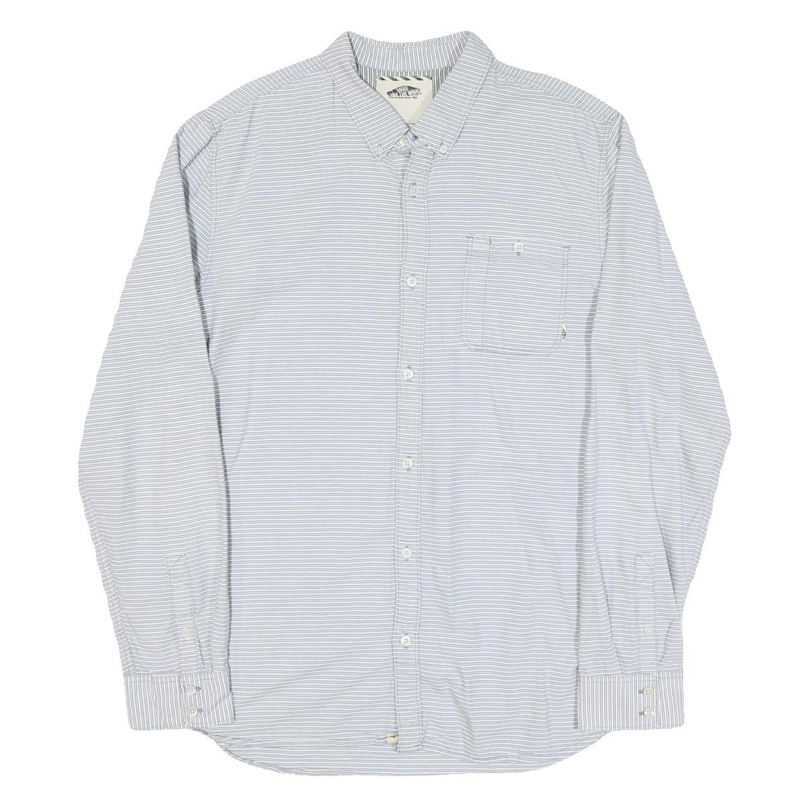 VANS Mens Blue White Striped Shirt XL Lightweight Cotton Blend Button Down Refurbished - N/A refurbished available on Cerqular
