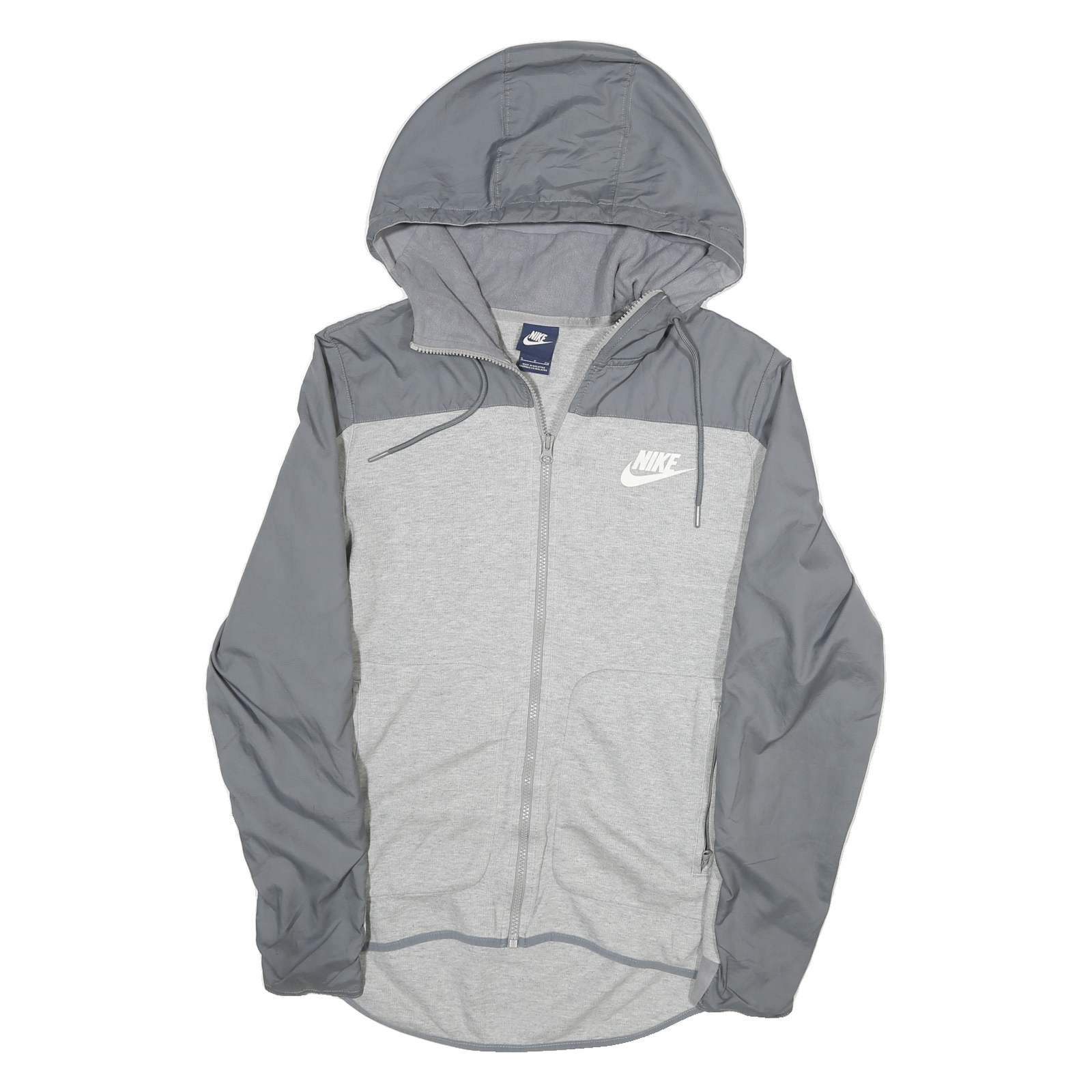 NIKE Mens Grey Hooded Zip Jacket S Cotton Blend Plain Lightweight Casual Refurbished - N/A refurbished available on Cerqular