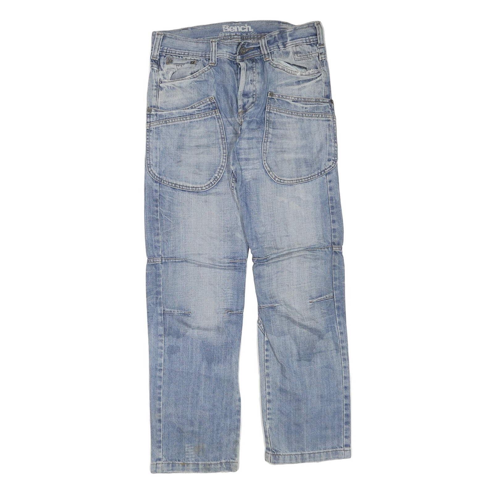 BENCH Mens Regular Fit Blue Denim Jeans W32 L32 Casual Cotton Blend Zip Refurbished - N/A refurbished available on Cerqular