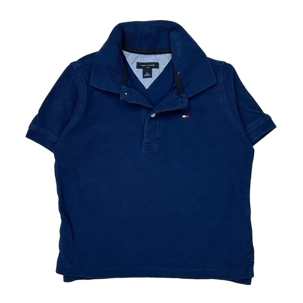 Age 3 Tommy Hilfiger Polo Shirt - 2XS Blue Cotton Refurbished - Thrifted (note: this is a term often used to describe second- refurbished available on Cerqular