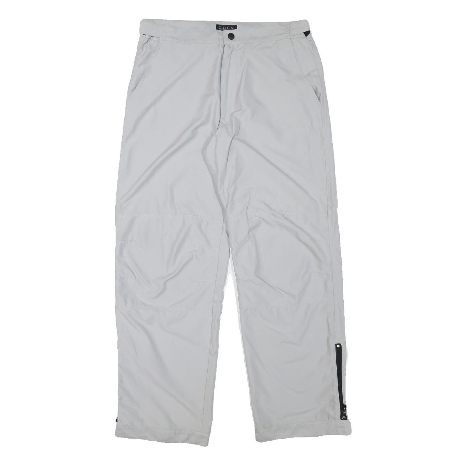 LOGG Mens Relaxed White Polyester Blend Trousers W34 L32 Zip Closure Pockets Refurbished - N/A refurbished available on Cerqular