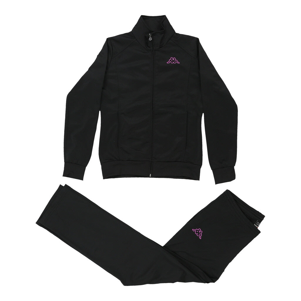 Kappa Full Tracksuit - Small Black Polyester Refurbished - Thrifted (note: this is a term often used to describe second- refurbished available on Cerqular