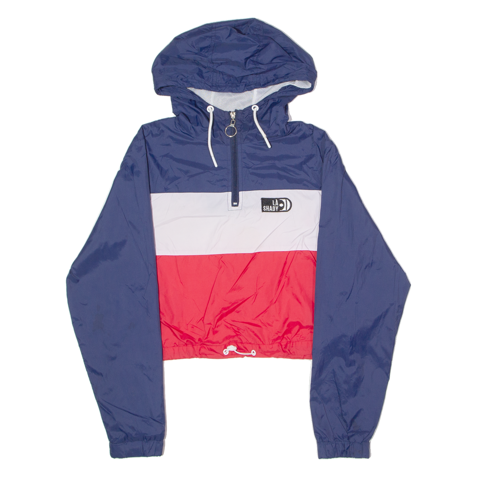 LA SHADY Womens Pullover Jacket Blue Nylon Hooded Colourblock M Refurbished - N/A refurbished available on Cerqular