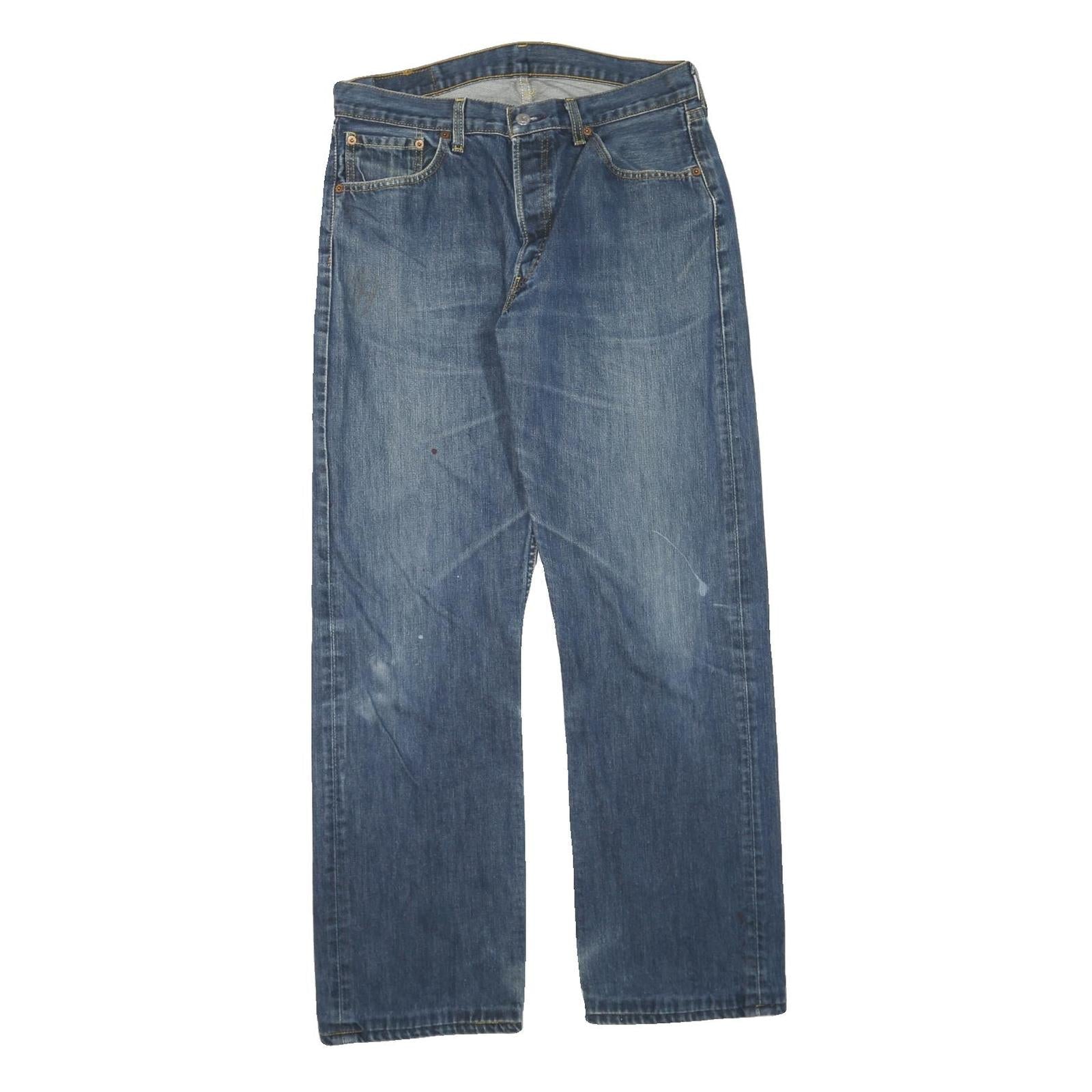 LEVI'S 501 Mens Jeans Blue Regular Straight Denim Medium W34 L31 Button Closure Refurbished - N/A refurbished available on Cerqular