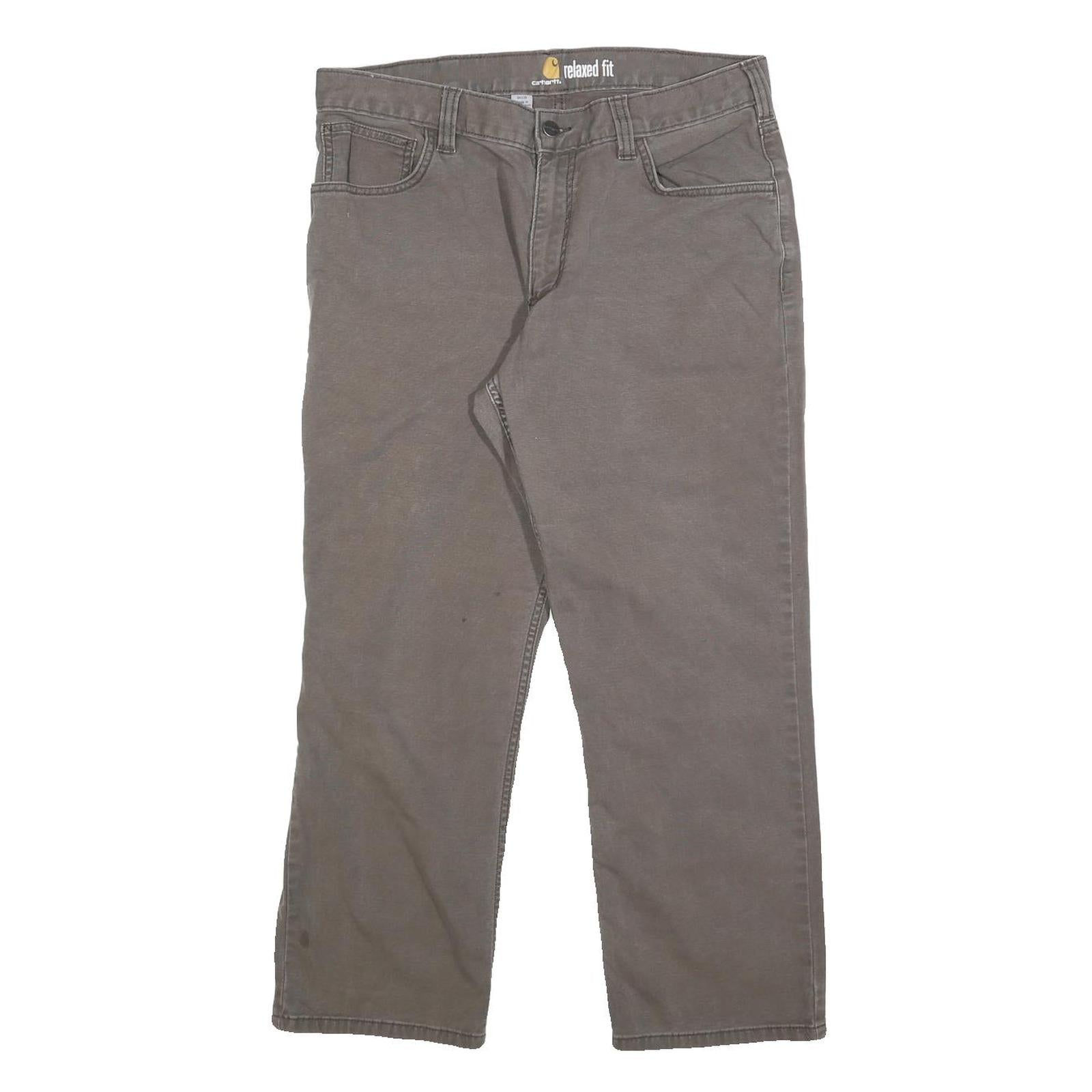 CARHARTT Mens Cotton Blend Brown Relaxed Straight Trousers W34 L25 Workwear Refurbished - N/A refurbished available on Cerqular