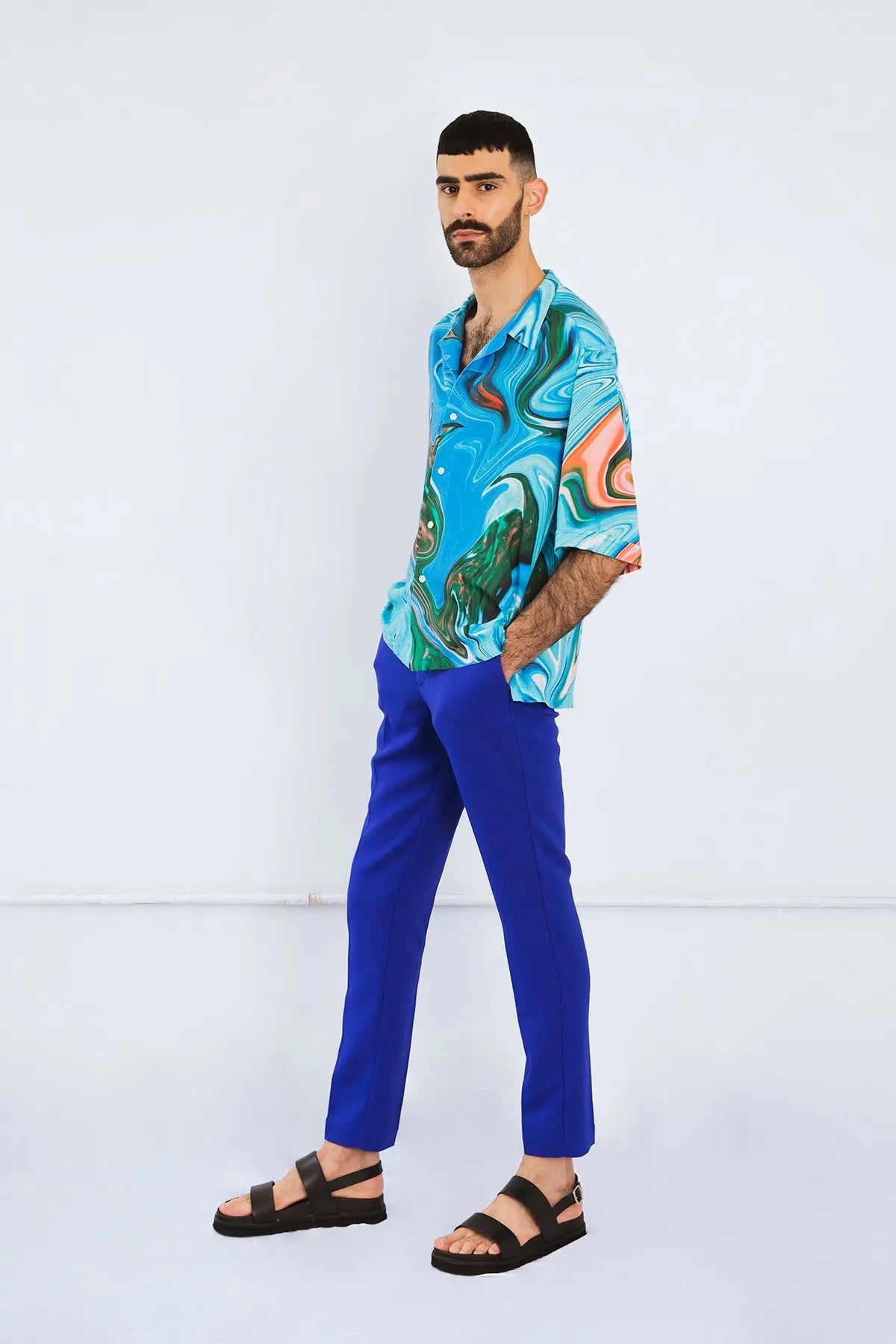 Cuban Collar Shirt In Paint Stroke | Size: XL Refurbished - N/A (Note: There is no well-known brand by this name refurbished available on Cerqular