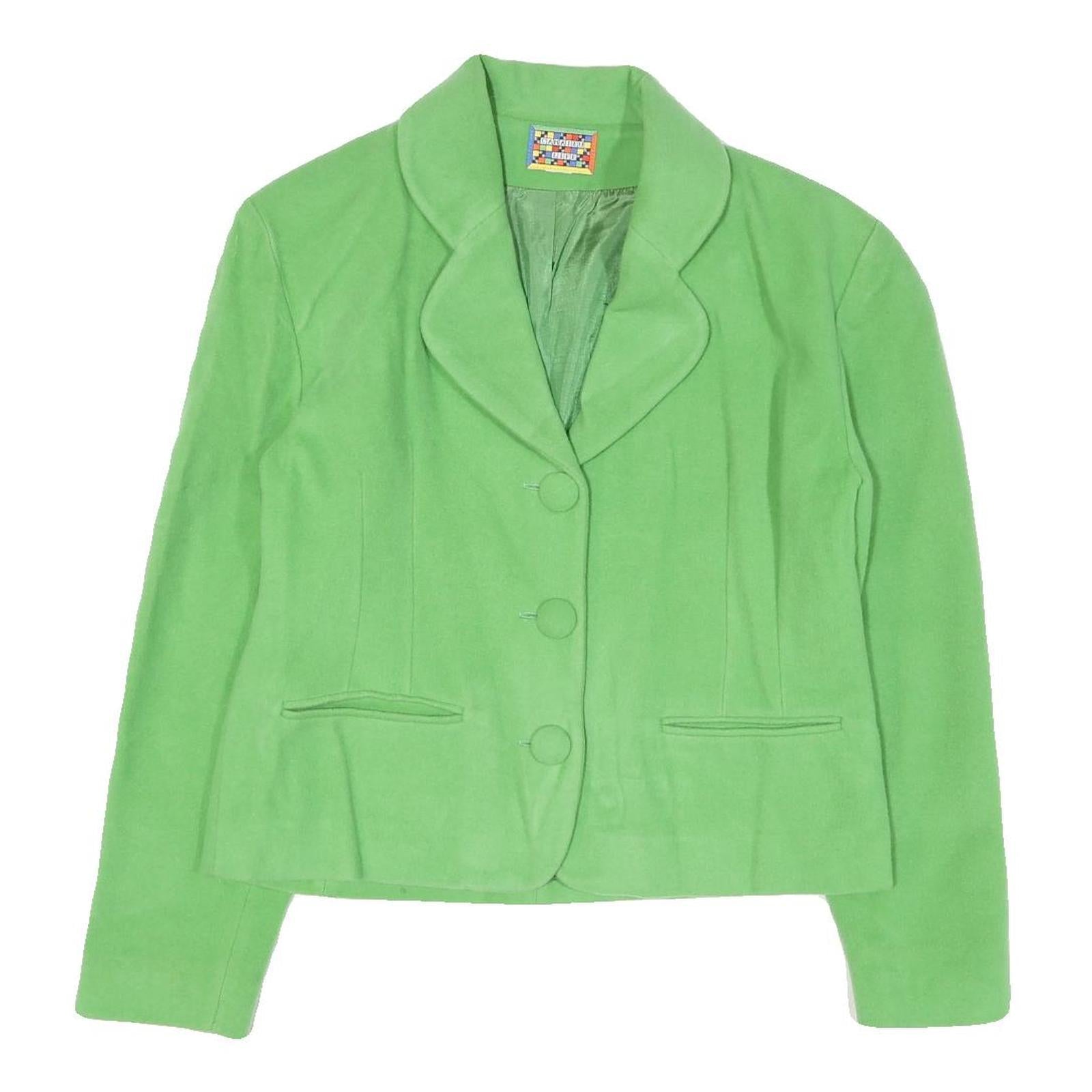 CAMAIEU LIFE Womens Green Button Jacket M Polyester Blend Plain Classic Fit Refurbished - N/A refurbished available on Cerqular