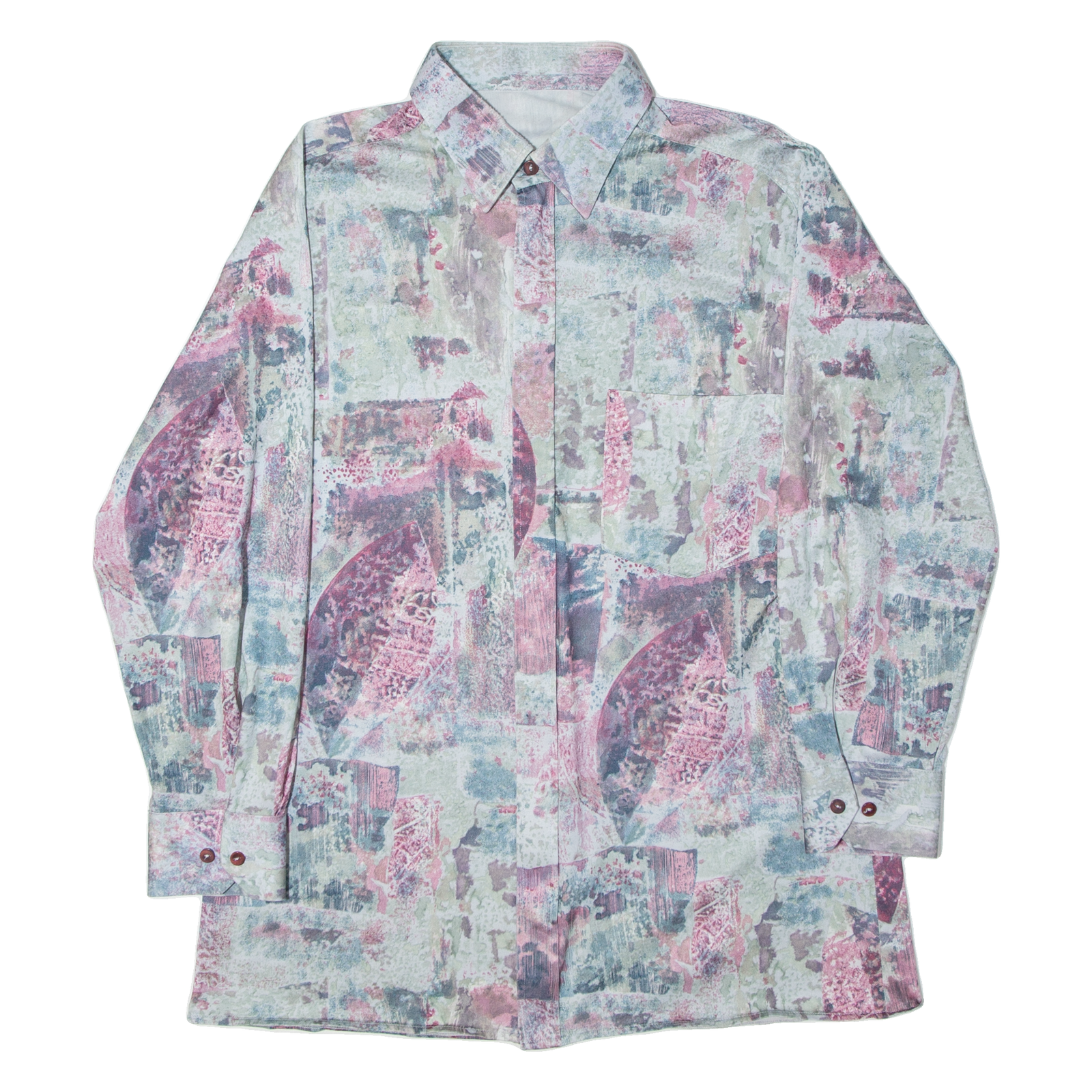 Womens Shirt Blue Crazy Pattern Long Sleeve M Refurbished - N/A refurbished available on Cerqular