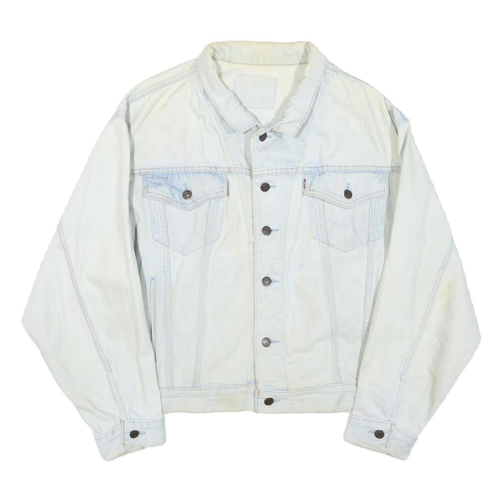 LEVI'S Mens White Denim Button Jacket XL Cotton Blend Classic Casual Vintage Refurbished - N/A refurbished available on Cerqular
