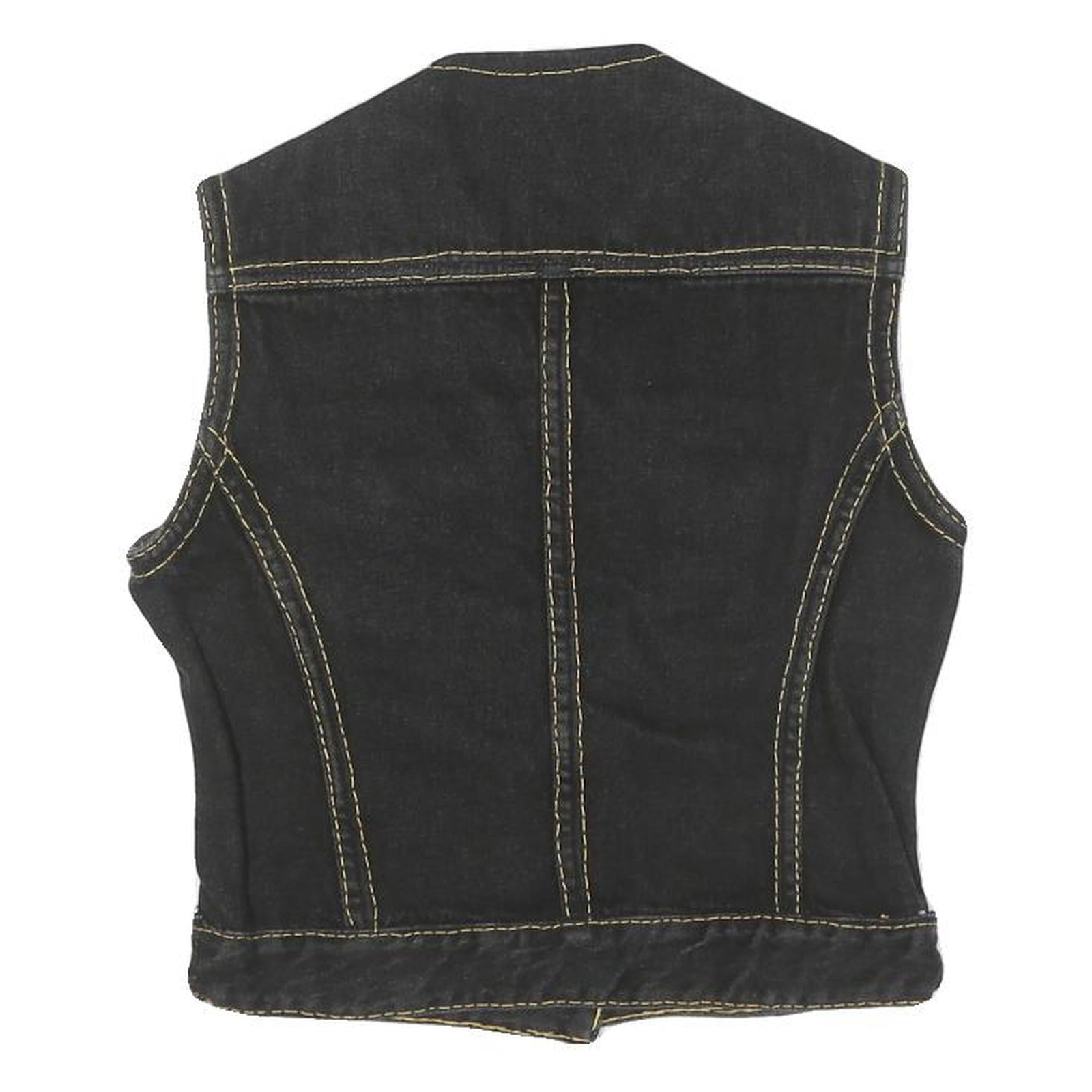 JACK MORGAN Womens Black Cotton Sleeveless Button Jacket S Denim Vest Stylish Refurbished - N/A refurbished available on Cerqular