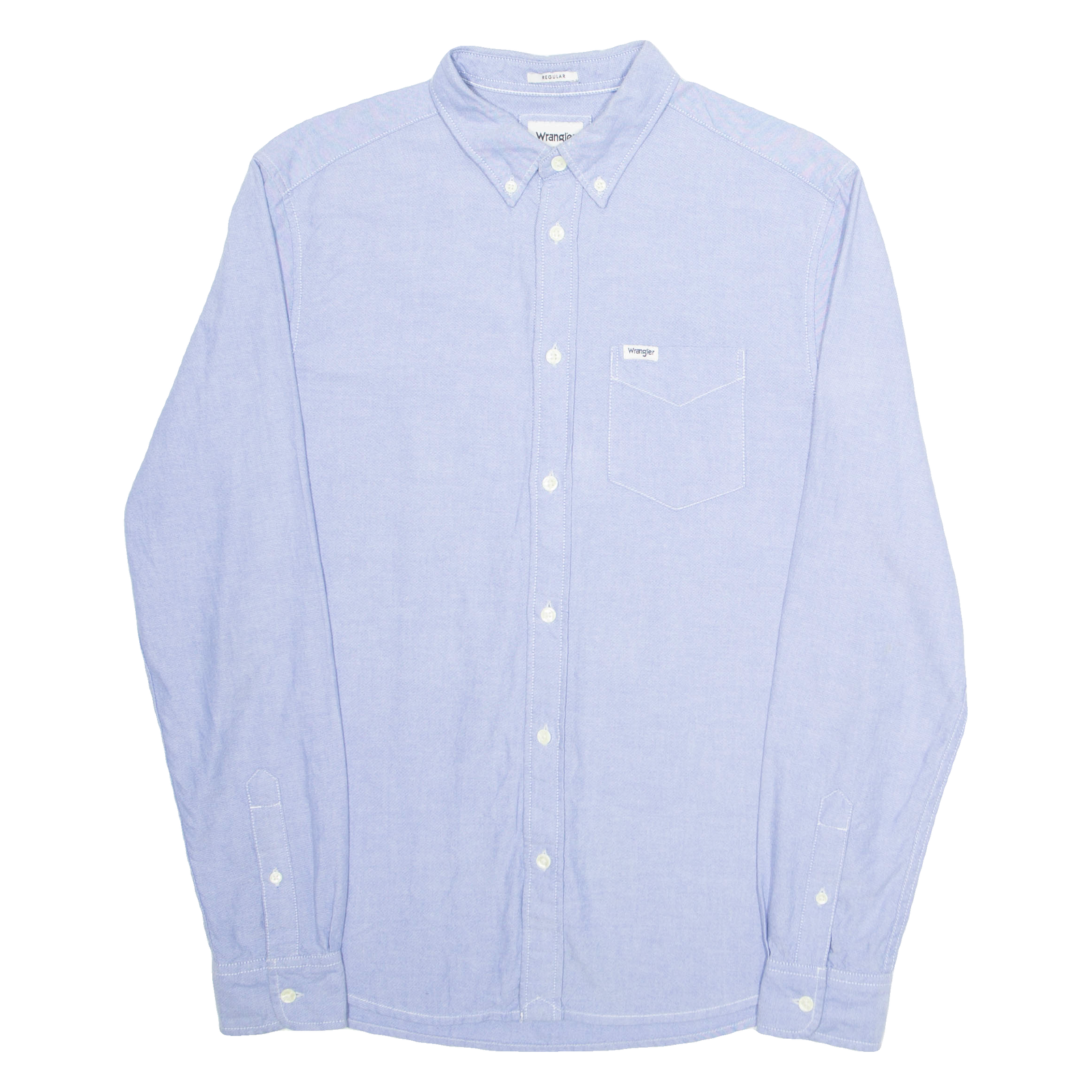 WRANGLER Regular Mens Plain Shirt Blue Long Sleeve S Refurbished - N/A refurbished available on Cerqular