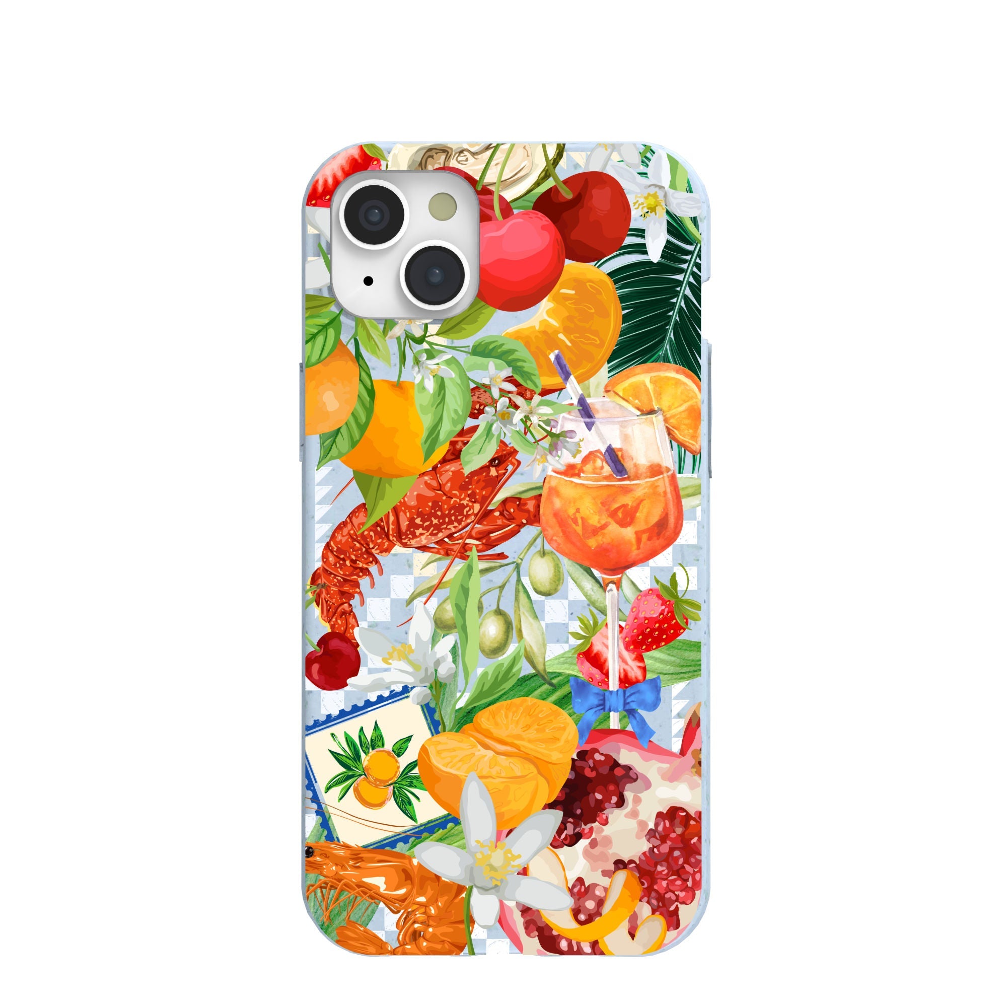 Powder Blue Mediterranean Summers iPhone 15 Plus Case Refurbished - Pela Case refurbished available on Cerqular