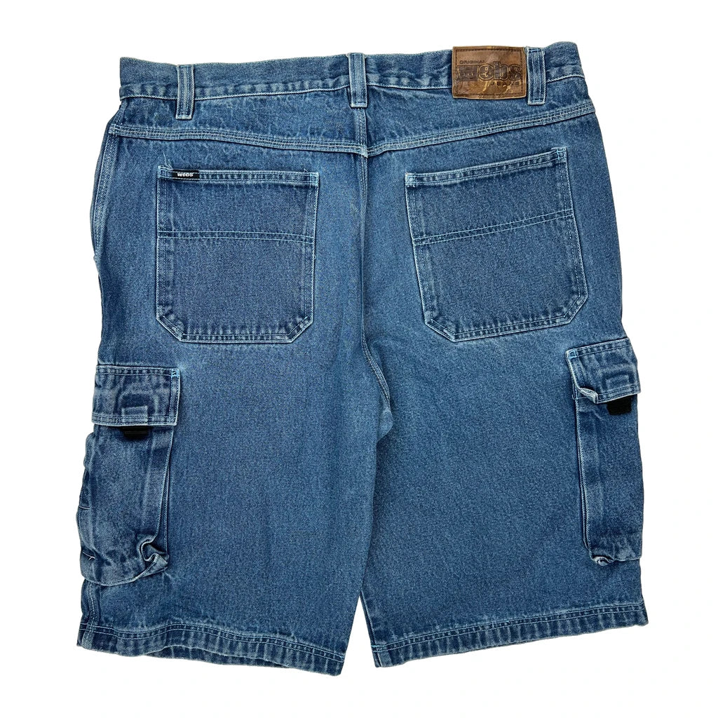 Wrangler Cargo Denim Shorts - 38W 10L Blue Cotton Refurbished - Thrifted (note: this is a term often used to describe second- refurbished available on Cerqular