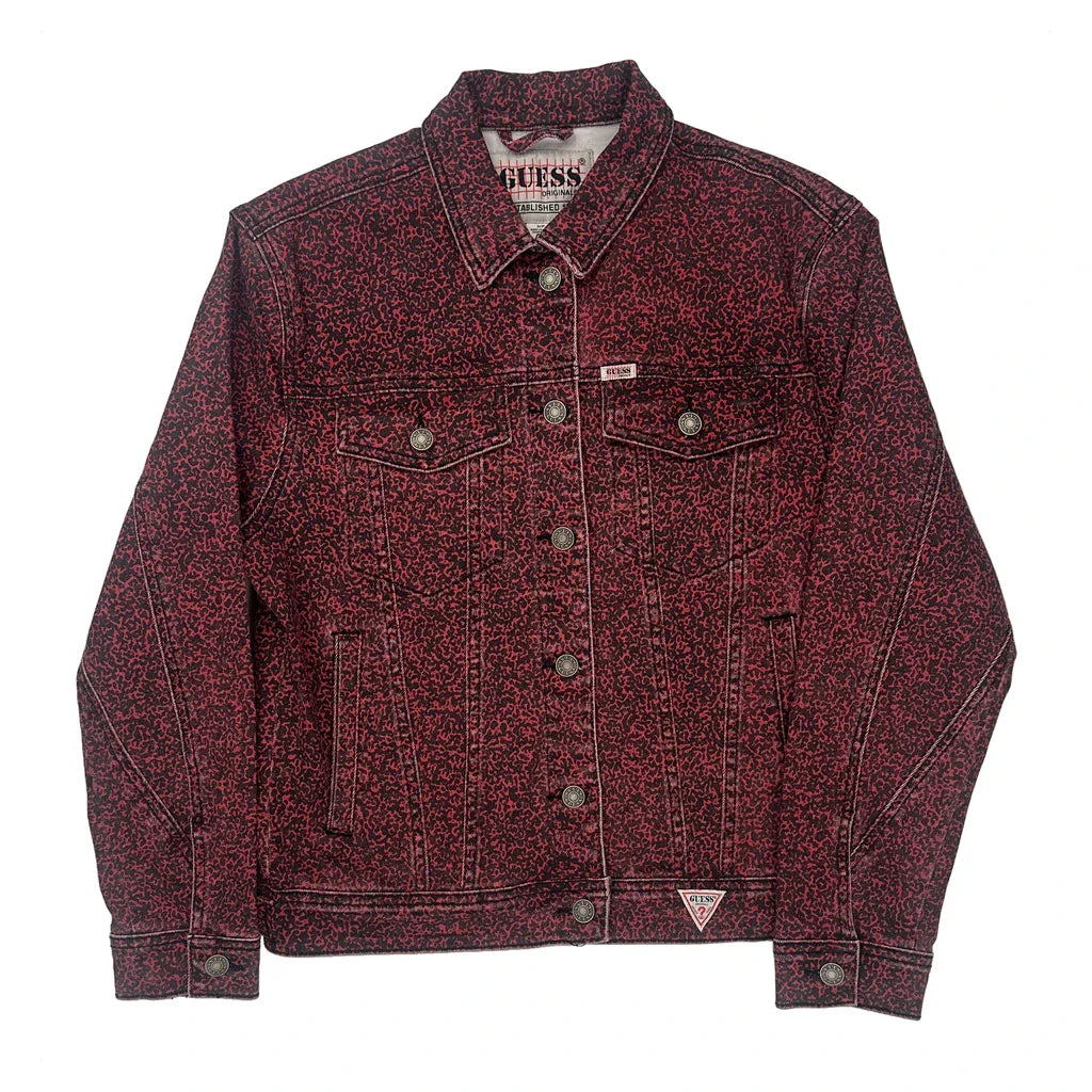 Buy Guess Denim Jacket - Small Burgundy Cotton Refurbished - $73.69 Guess Denim Jacket - Small Burgundy Cotton Refurbished - Thrifted (note: this is a term often used to describe second- refurbished available on Cerqular