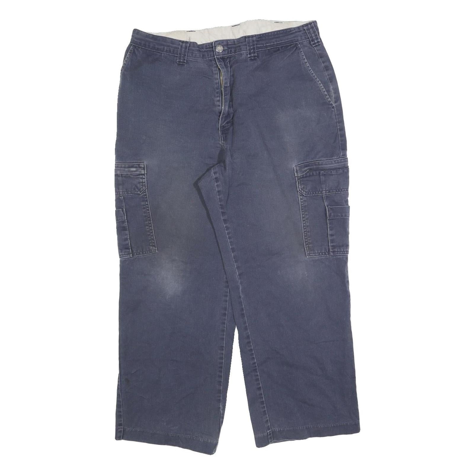 DICKIES Mens Relaxed Cargo Jeans Blue Cotton Blend Zip W36 L27 Workwear Utility Refurbished - N/A refurbished available on Cerqular