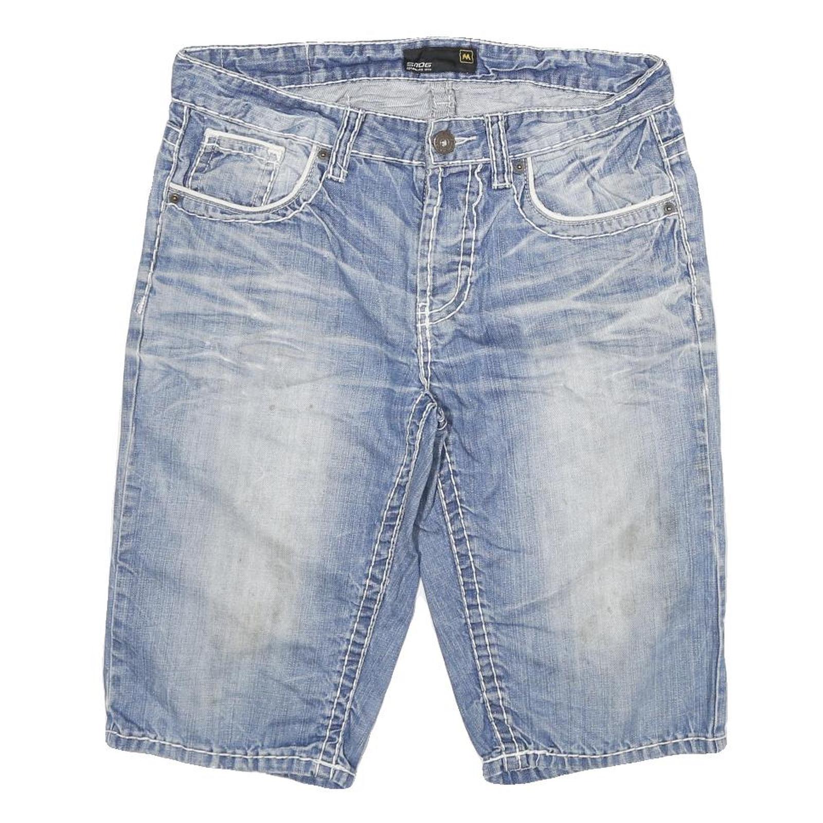 SMOG Womens Shorts Blue Denim Casual M W32 Cotton Blend Relaxed Fit Refurbished - N/A refurbished available on Cerqular
