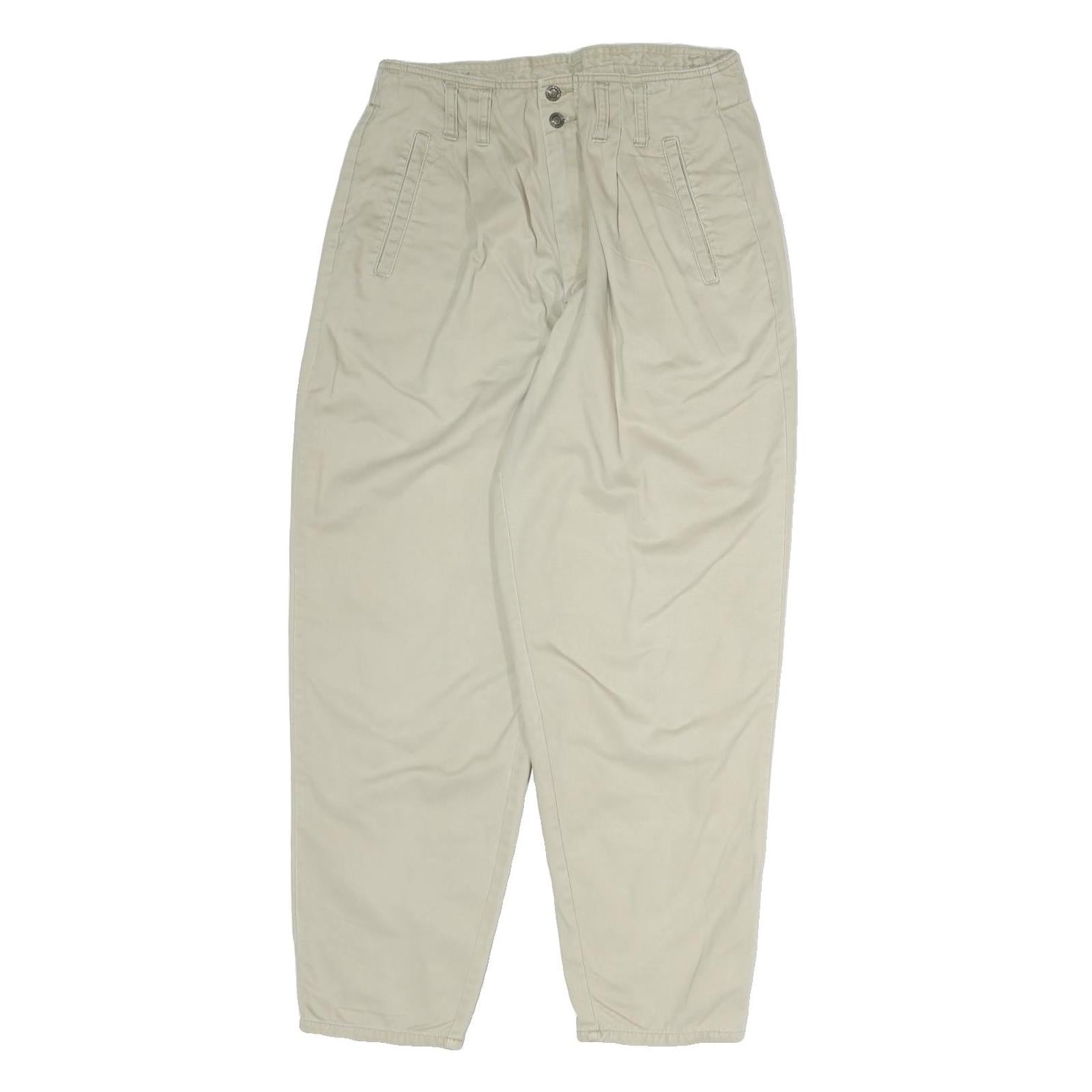 Beige Womens Cotton Regular Fit Straight Leg Trousers W28 L26 Casual Zip Closure Refurbished - N/A refurbished available on Cerqular