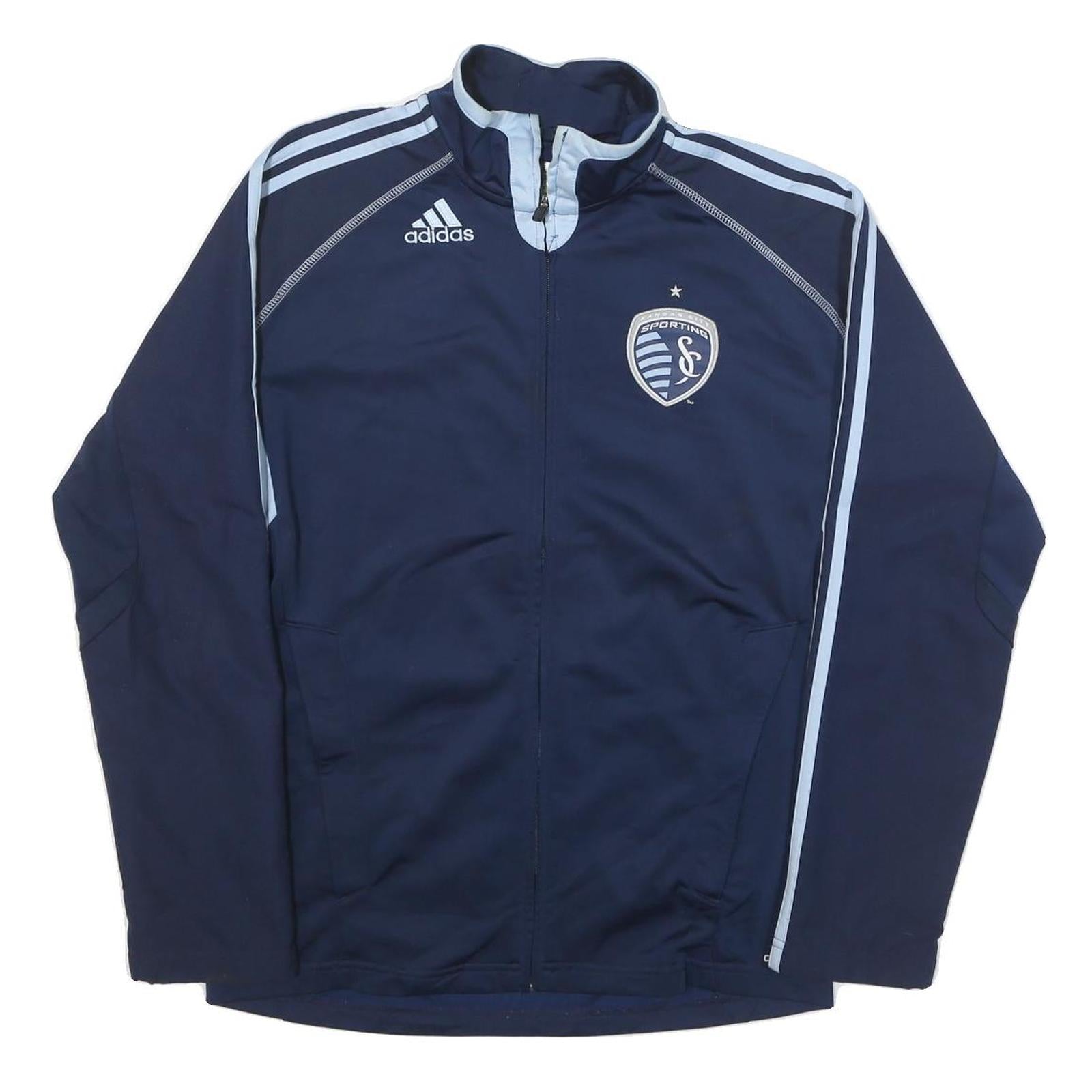 ADIDAS Mens Navy & Light Blue Sporting Jacket S Polyester Blend Zip Track Refurbished - N/A refurbished available on Cerqular