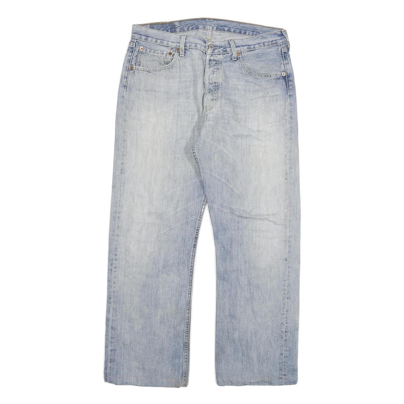 LEVI'S 501 Mens Regular Jeans Denim Light W32 L28 Classic Button Cotton Blend Refurbished - N/A refurbished available on Cerqular
