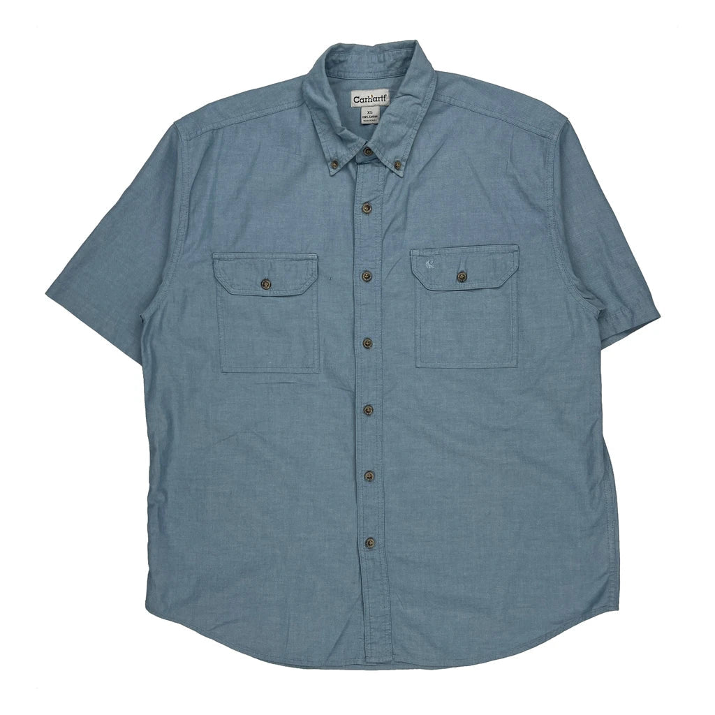 Carhartt Short Sleeve Shirt - XL Blue Cotton Refurbished - Thrifted (note: this is a term often used to describe second- refurbished available on Cerqular