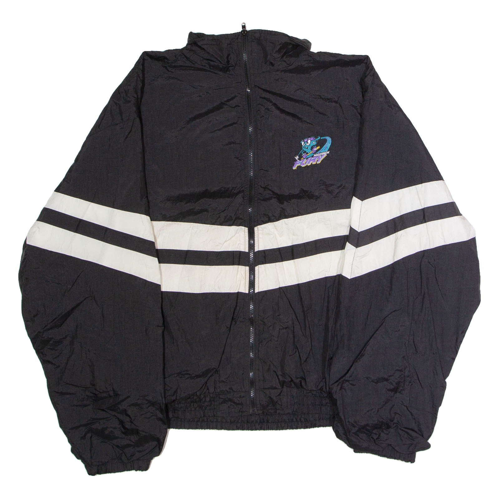 KAMPUS KOLORS Muskegon Fury Mens Wax Jacket Black Nylon 90s Striped 2XL Refurbished - N/A refurbished available on Cerqular