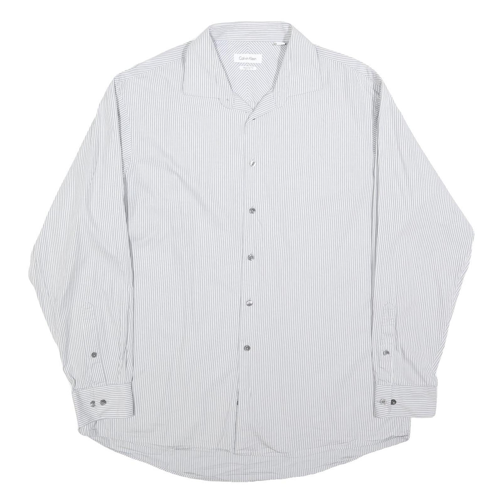 Buy CALVIN KLEIN Mens White & Grey Striped Long Sleeve Shirt L Classic Cotton Blend Refurbished - $32.49 CALVIN KLEIN Mens White & Grey Striped Long Sleeve Shirt L Classic Cotton Blend Refurbished - N/A refurbished available on Cerqular