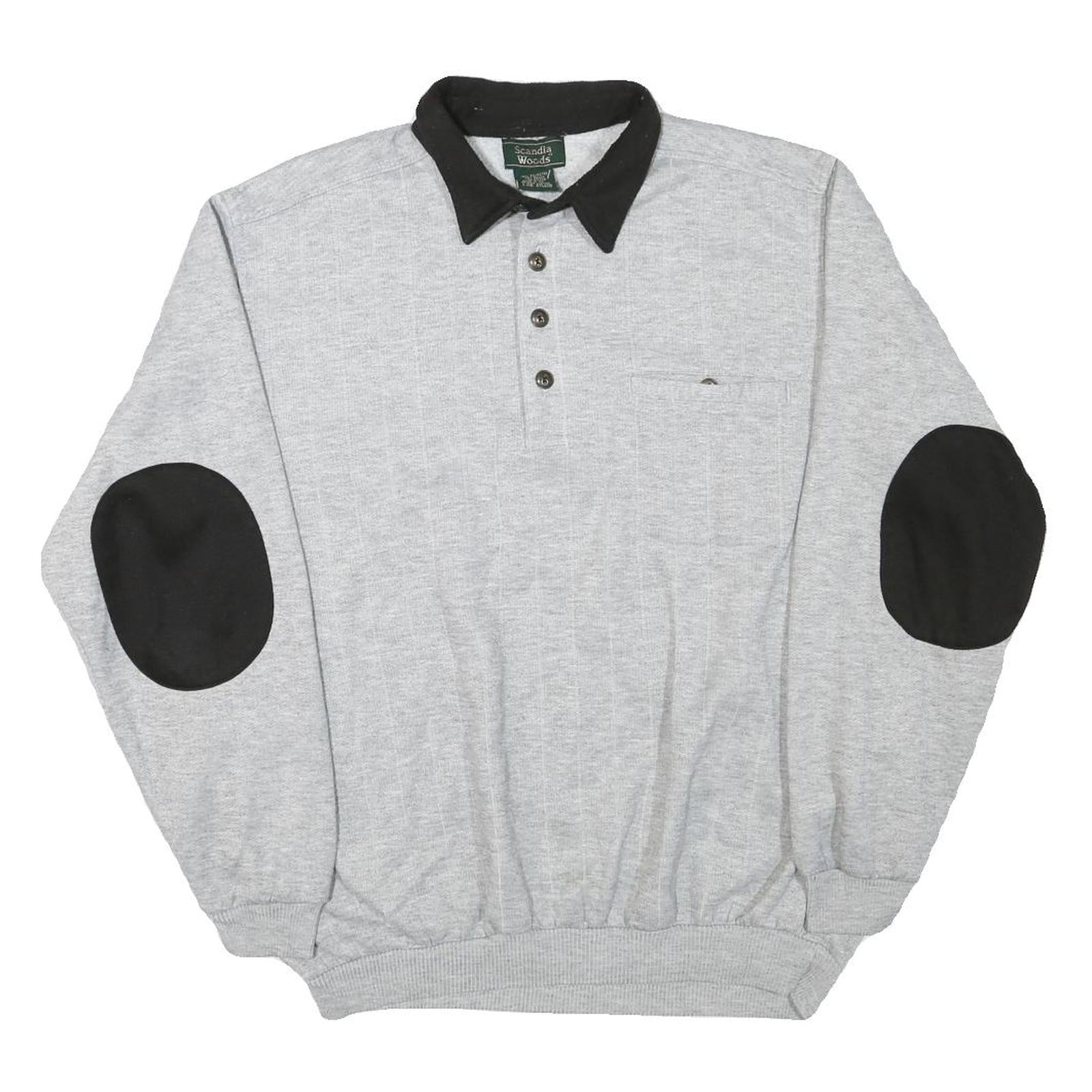 SCANDIA WOODS Mens Grey & Black Collar L Cotton Blend Sweatshirt Pullover Refurbished - N/A refurbished available on Cerqular