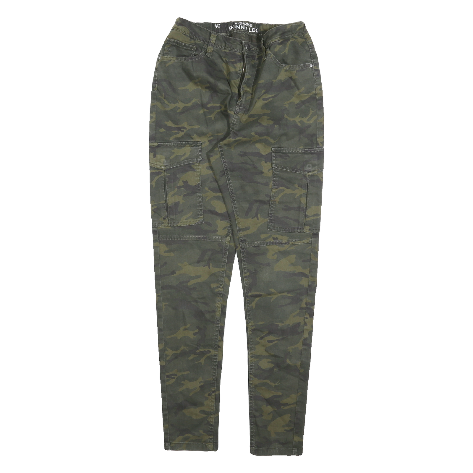 CLOCKHOUSE Womens Cotton Blend Green Camouflage Slim Skinny Trousers W26 L30 Refurbished - N/A refurbished available on Cerqular