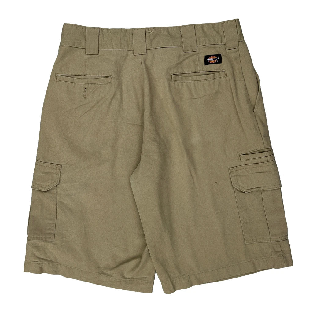 Dickies Cargo Shorts - 34W 9L Khaki Cotton Refurbished - Thrifted (note: this is a term often used to describe second- refurbished available on Cerqular