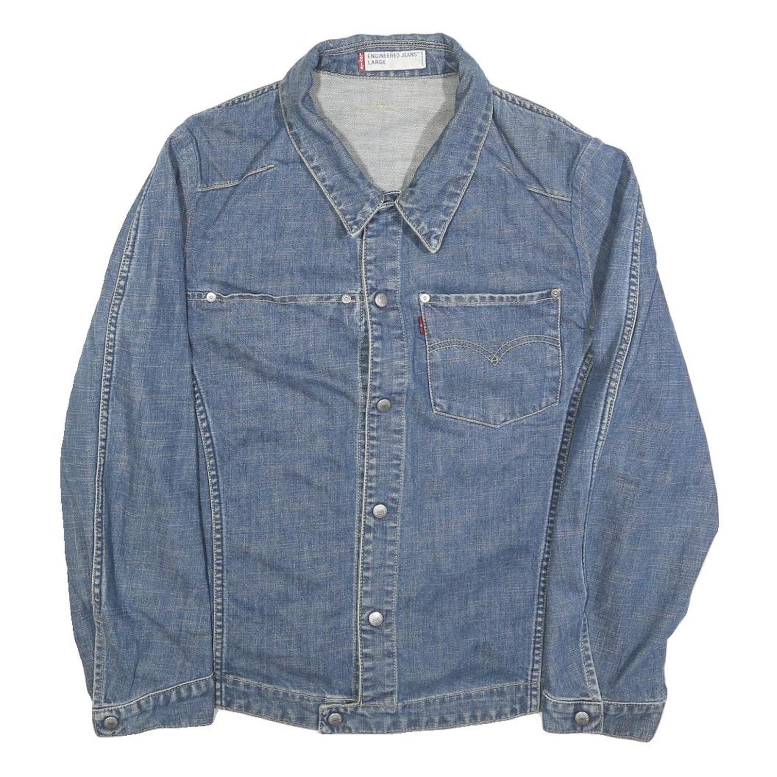 LEVI'S Mens Blue Denim Jacket L Cotton Button Closure Classic Casual Refurbished - N/A refurbished available on Cerqular