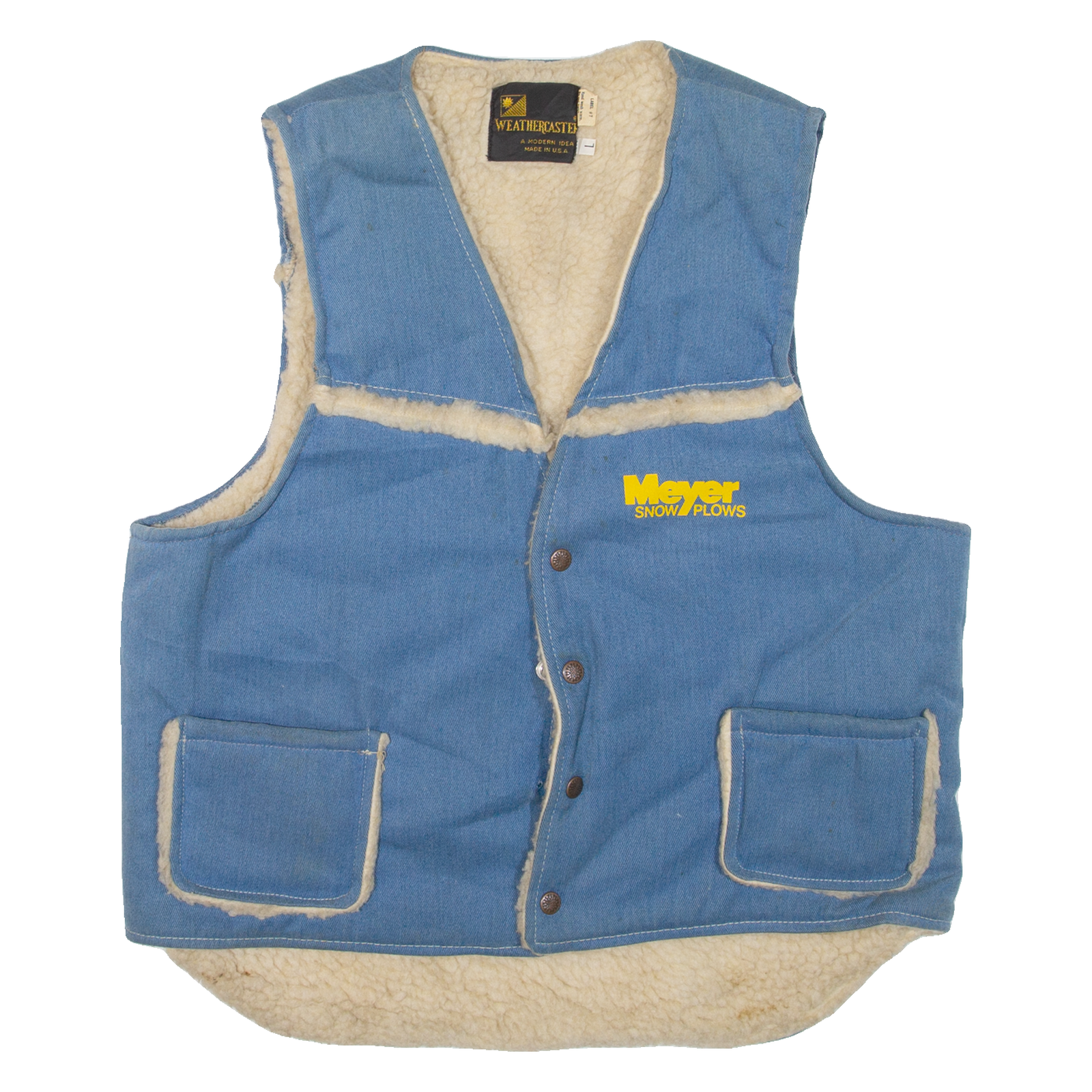 WEATHERCASTER Sherpa Lined Denim Mens Workwear Gilet Blue L Refurbished - N/A refurbished available on Cerqular