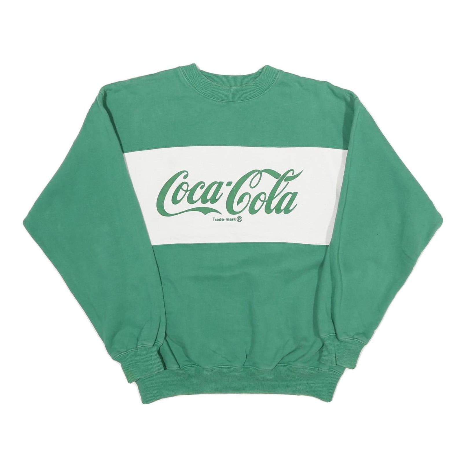 COCA COLA Mens Green & White Crew Neck S Sweatshirt Logo Cotton Blend Pullover Refurbished - N/A refurbished available on Cerqular