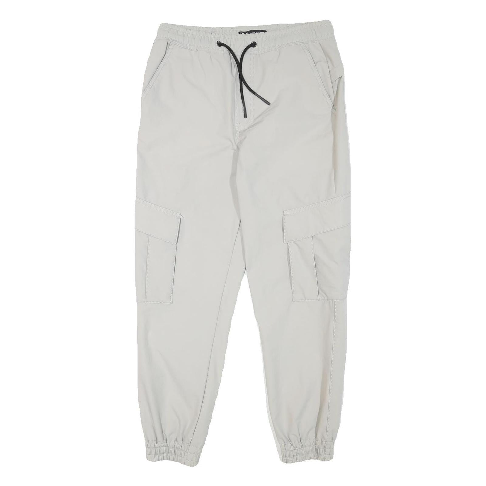 ZARA Mens Polyester Blend Light Grey Relaxed Cargo Jogger Trousers W30 L27 Refurbished - N/A refurbished available on Cerqular