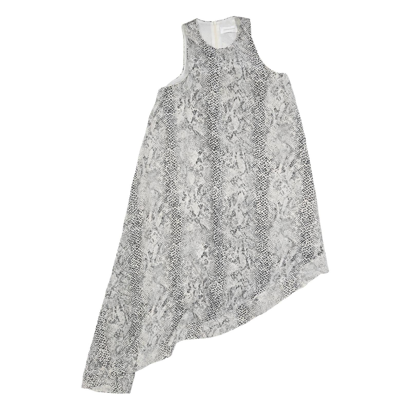 ZIMMERMANN Womens Black & White Snake Print Silk Sleeveless Asymmetric Midi Refurbished - N/A refurbished available on Cerqular