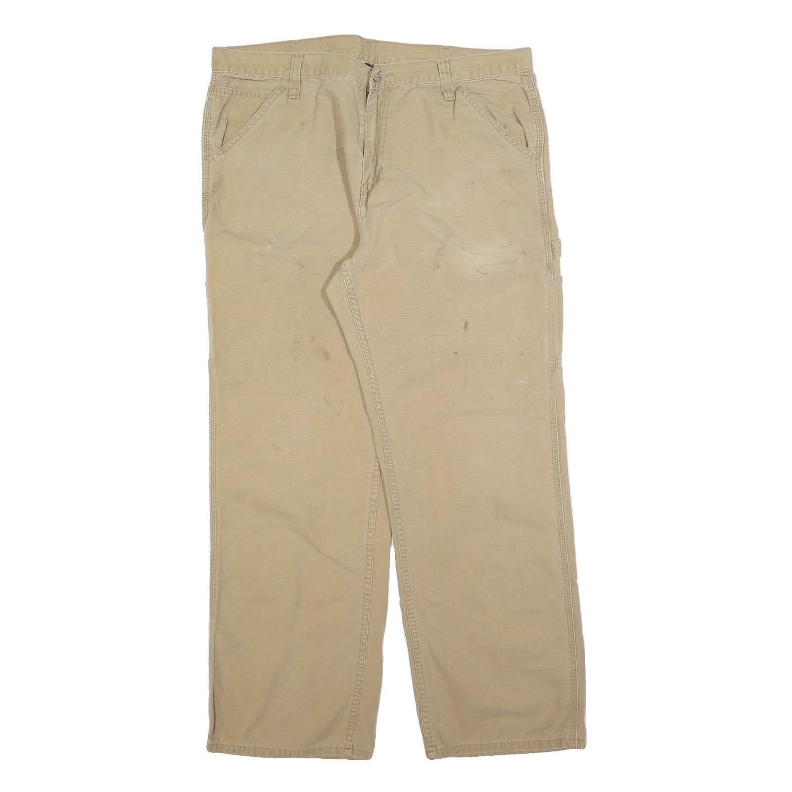 CARHARTT Mens Cotton Blend Beige Relaxed Straight Trousers W36 L30 Workwear Refurbished - N/A refurbished available on Cerqular
