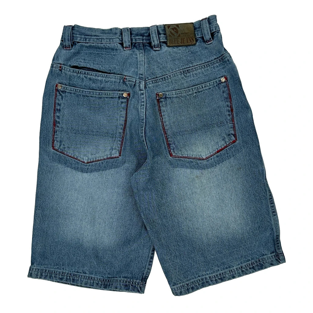 Blue Jeans Denim Shorts - 26W UK 8 Blue Cotton Refurbished - Thrifted (note: this is a term often used to describe second- refurbished available on Cerqular