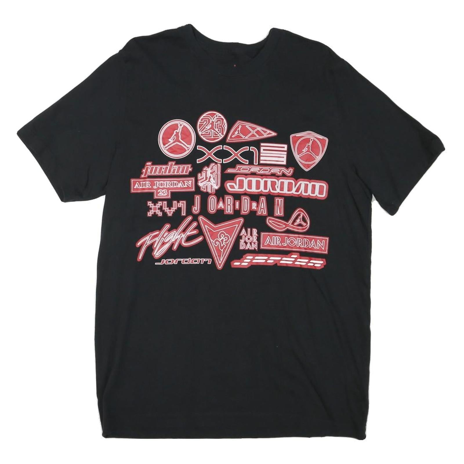 AIR JORDAN Mens Black Graphic T-Shirt L Short Sleeve Crew Neck Cotton Blend Refurbished - N/A refurbished available on Cerqular