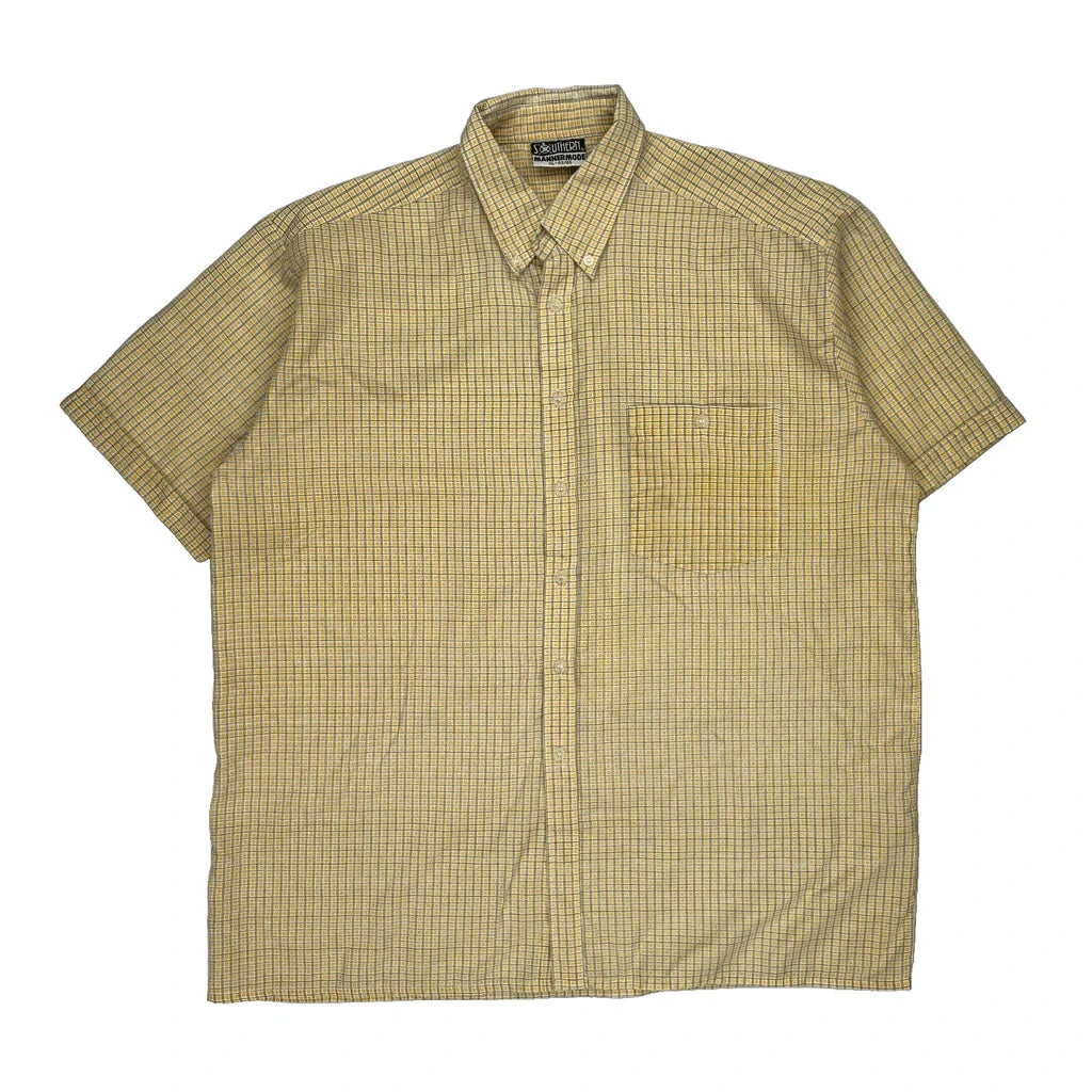 Buy Southern Checked Short Sleeve Shirt - XL Yellow Polyester Blend Refurbished - $18.41 Southern Checked Short Sleeve Shirt - XL Yellow Polyester Blend Refurbished - Thrifted (note: this is a term often used to describe second- refurbished available on Cerqular