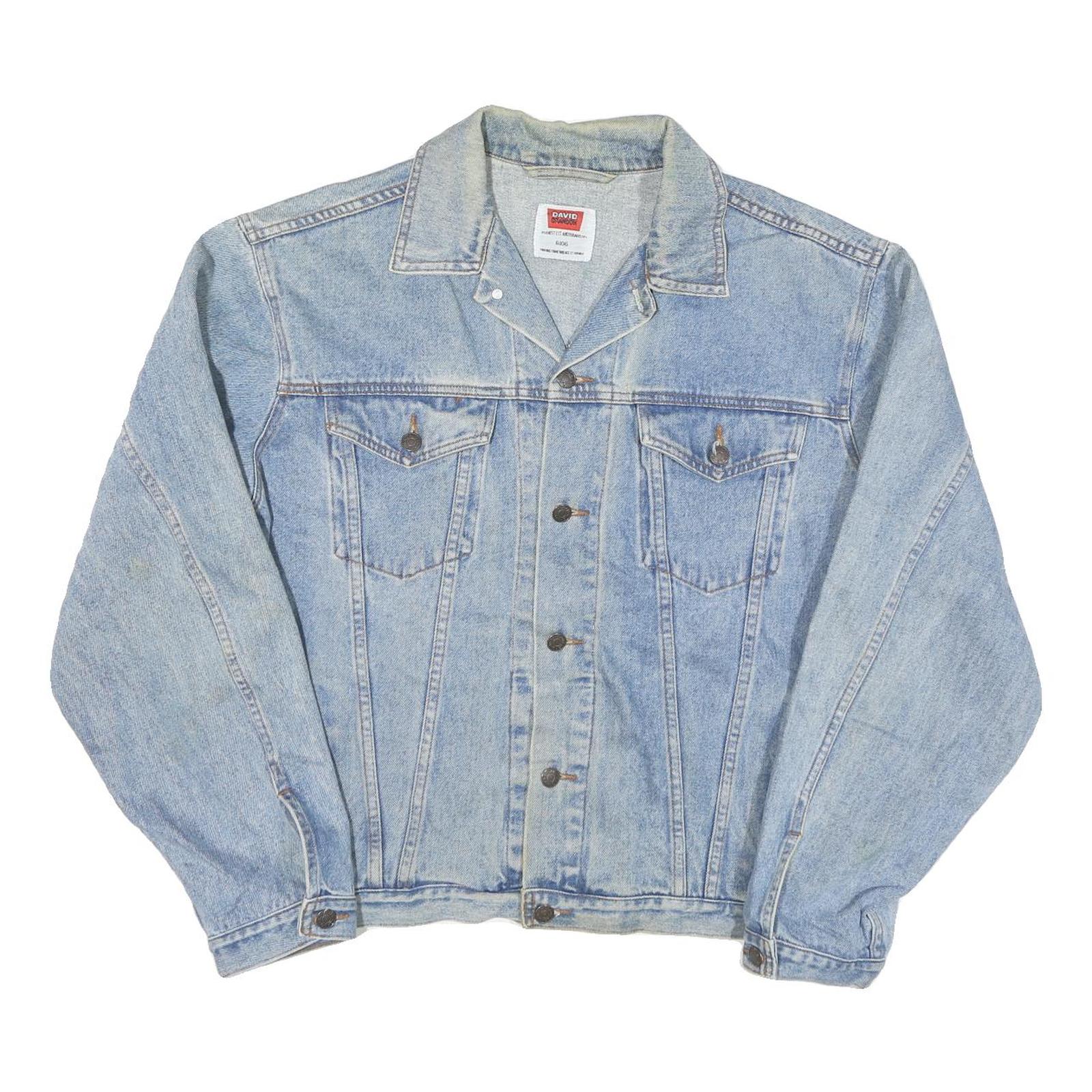 DAVID Mens Blue Denim Jacket L Cotton Blend Classic Button Closure Casual Refurbished - N/A refurbished available on Cerqular