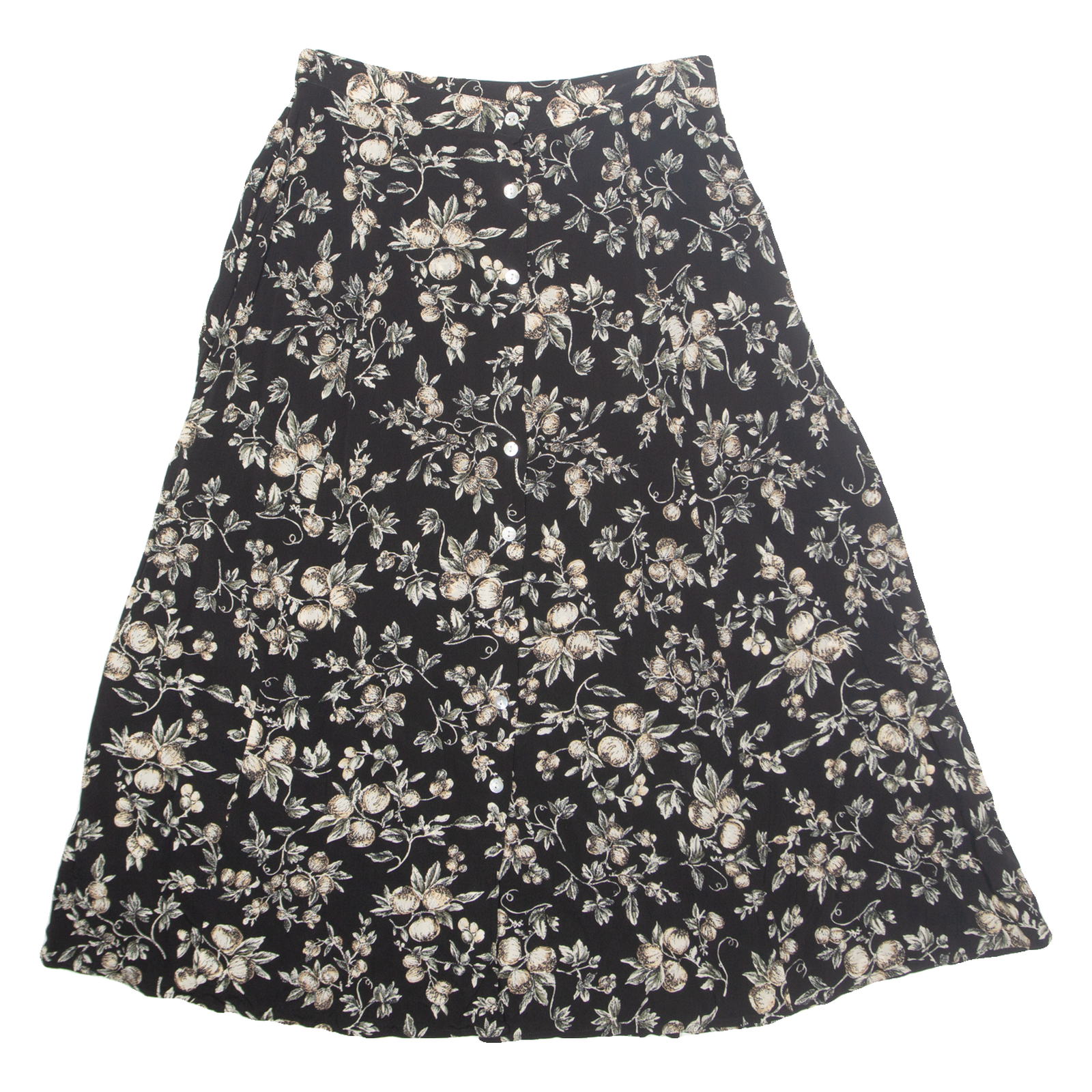 TALBOTS Buttoned Womens Flare Skirt Black Long Floral UK 12 Refurbished - N/A refurbished available on Cerqular