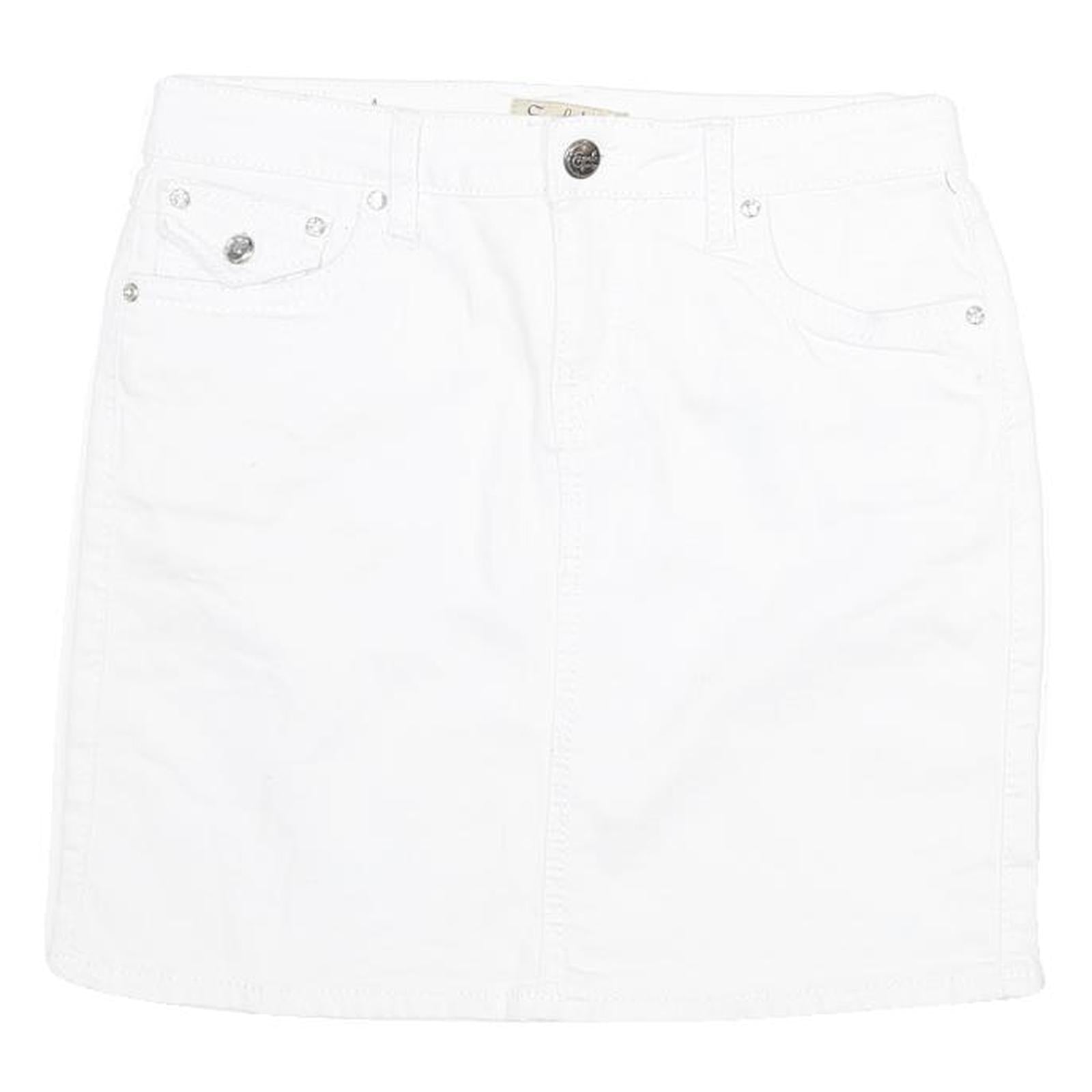 EARL JEAN Womens White Cotton Blend Mini Denim Plain Skirt M Casual Stylish Refurbished - N/A refurbished available on Cerqular