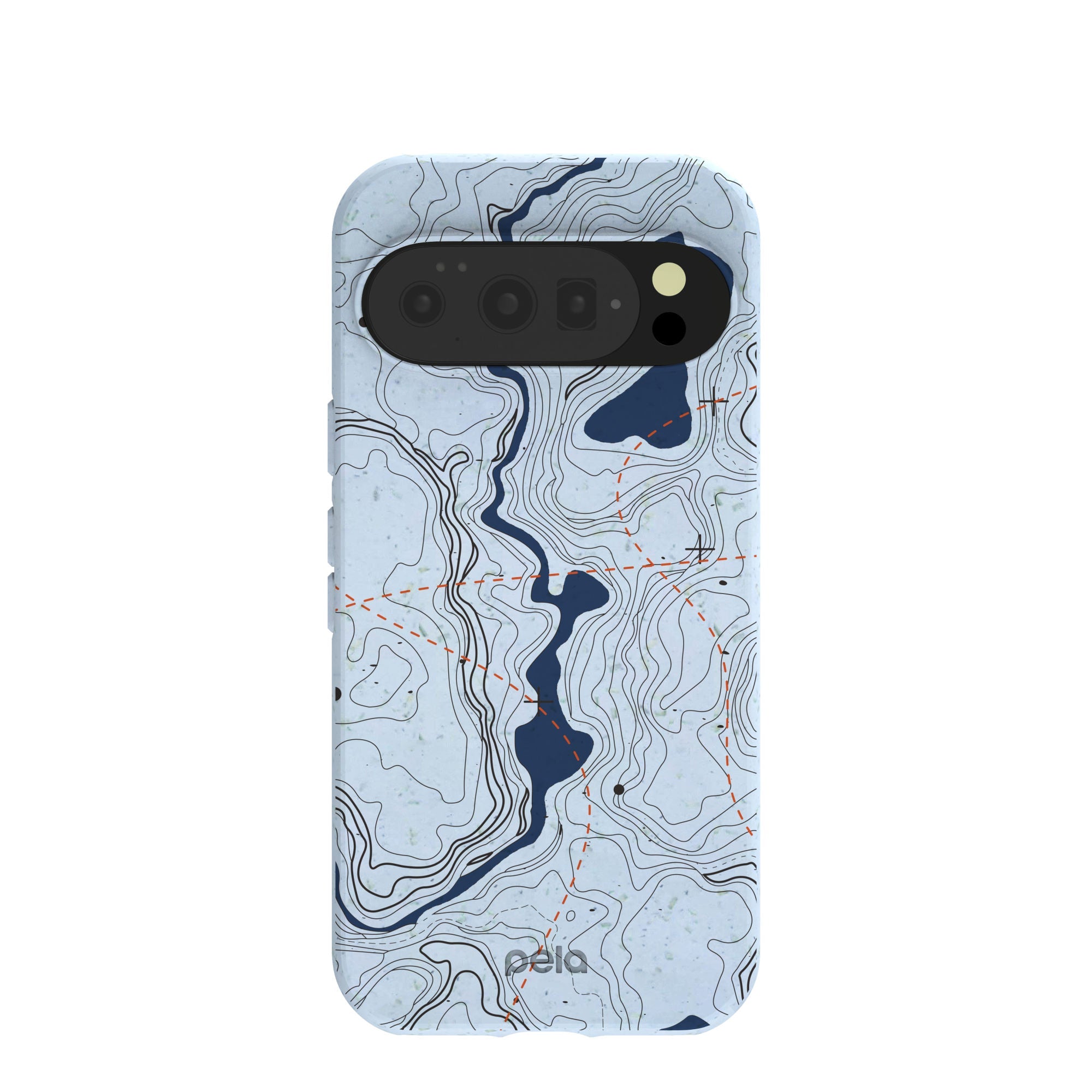 Powder Blue Contour Lines Google Pixel 10/10 Pro Case | PixelSnap Compatibility: Without PixelSnap Refurbished - Pela Case refurbished available on Cerqular