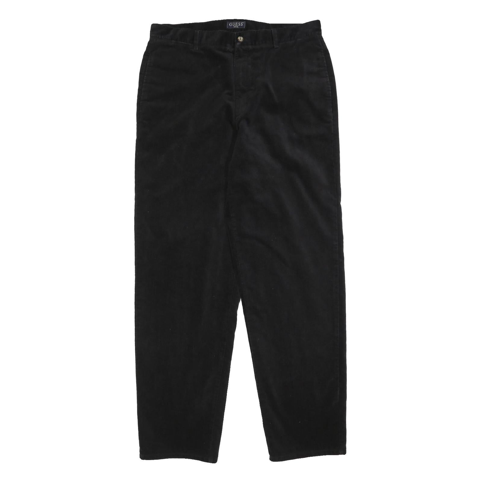 GUESS Mens Relaxed Black Cotton Blend Trousers W38 L34 Casual Zip Closure Refurbished - N/A refurbished available on Cerqular