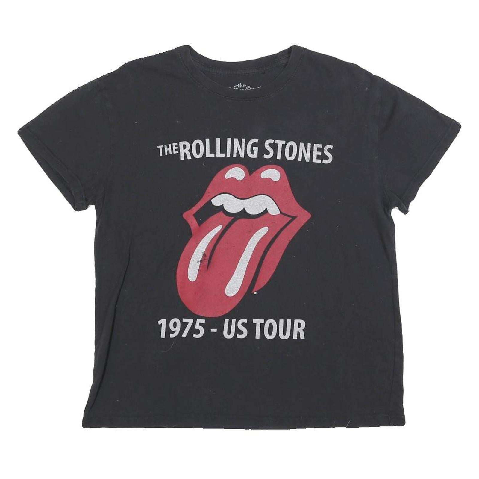 THE ROLLING STONES Womens Black 1975 US Tour Graphic T-Shirt XL Short Sleeve Refurbished - N/A refurbished available on Cerqular