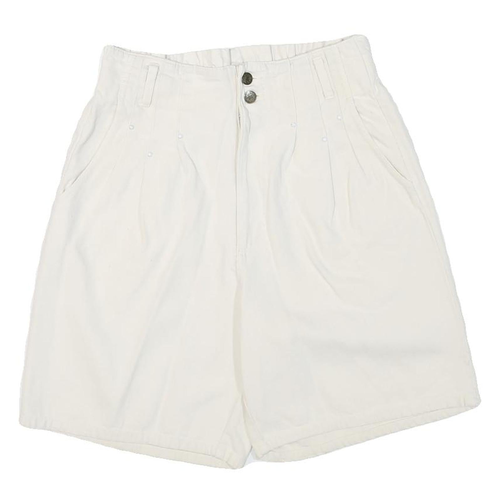 Womens Cream Casual Shorts M W27 Cotton Blend Button Plain Style Refurbished - N/A refurbished available on Cerqular