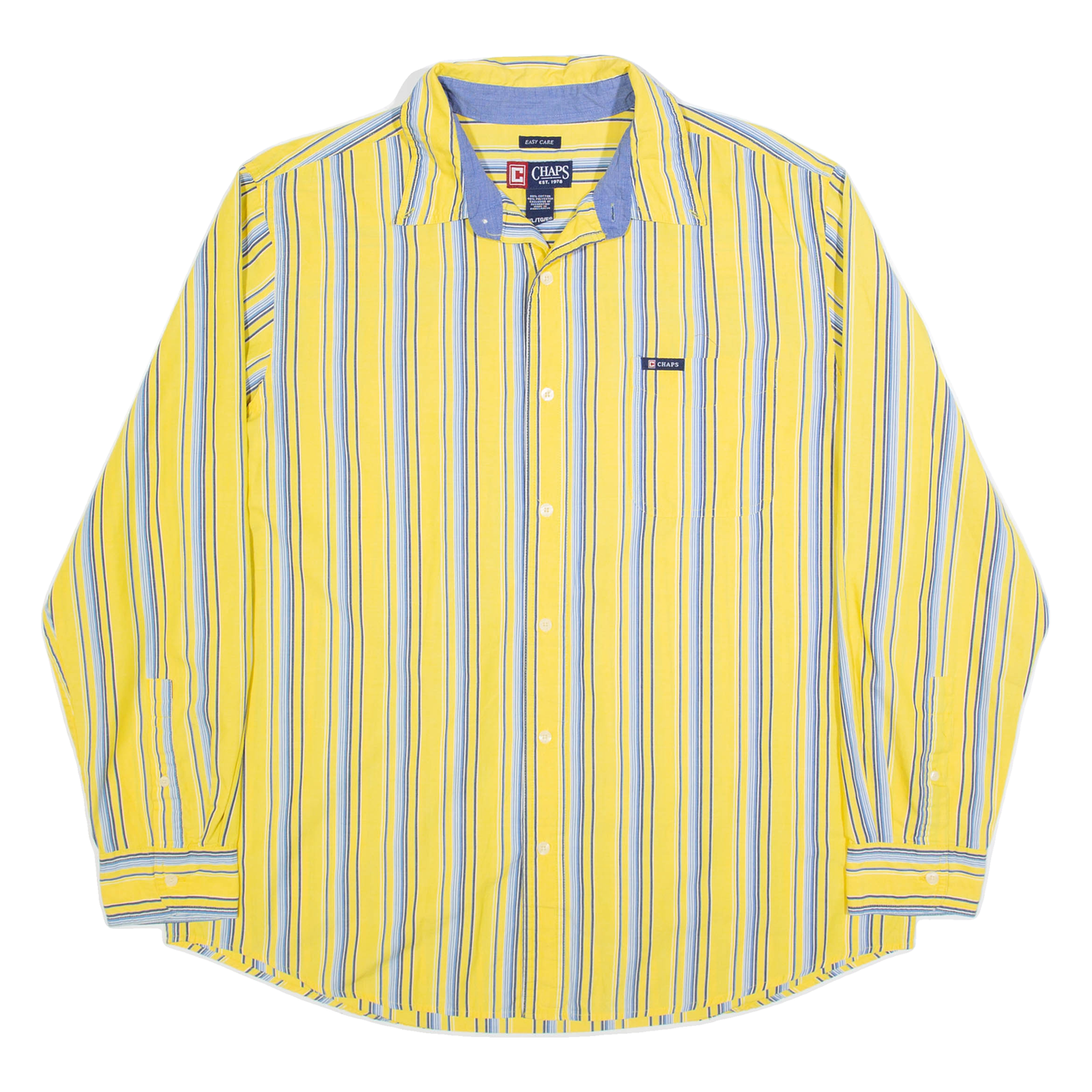 CHAPS Mens Shirt Yellow Striped Long Sleeve XL Refurbished - N/A refurbished available on Cerqular