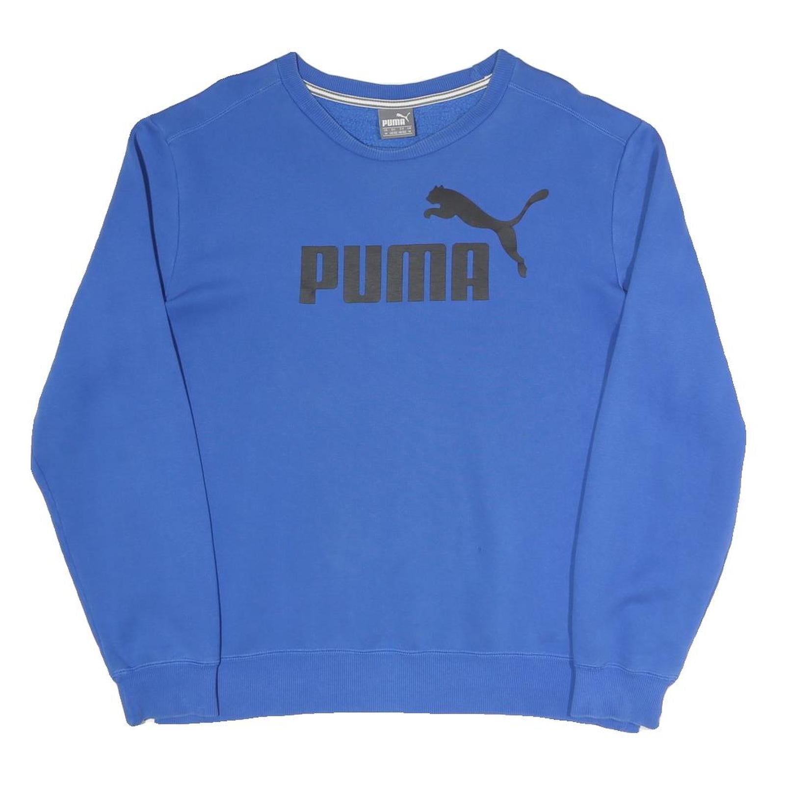 PUMA Mens Blue Sweatshirt Crew Neck M Cotton Blend Logo Print Casual Pullover Refurbished - N/A refurbished available on Cerqular