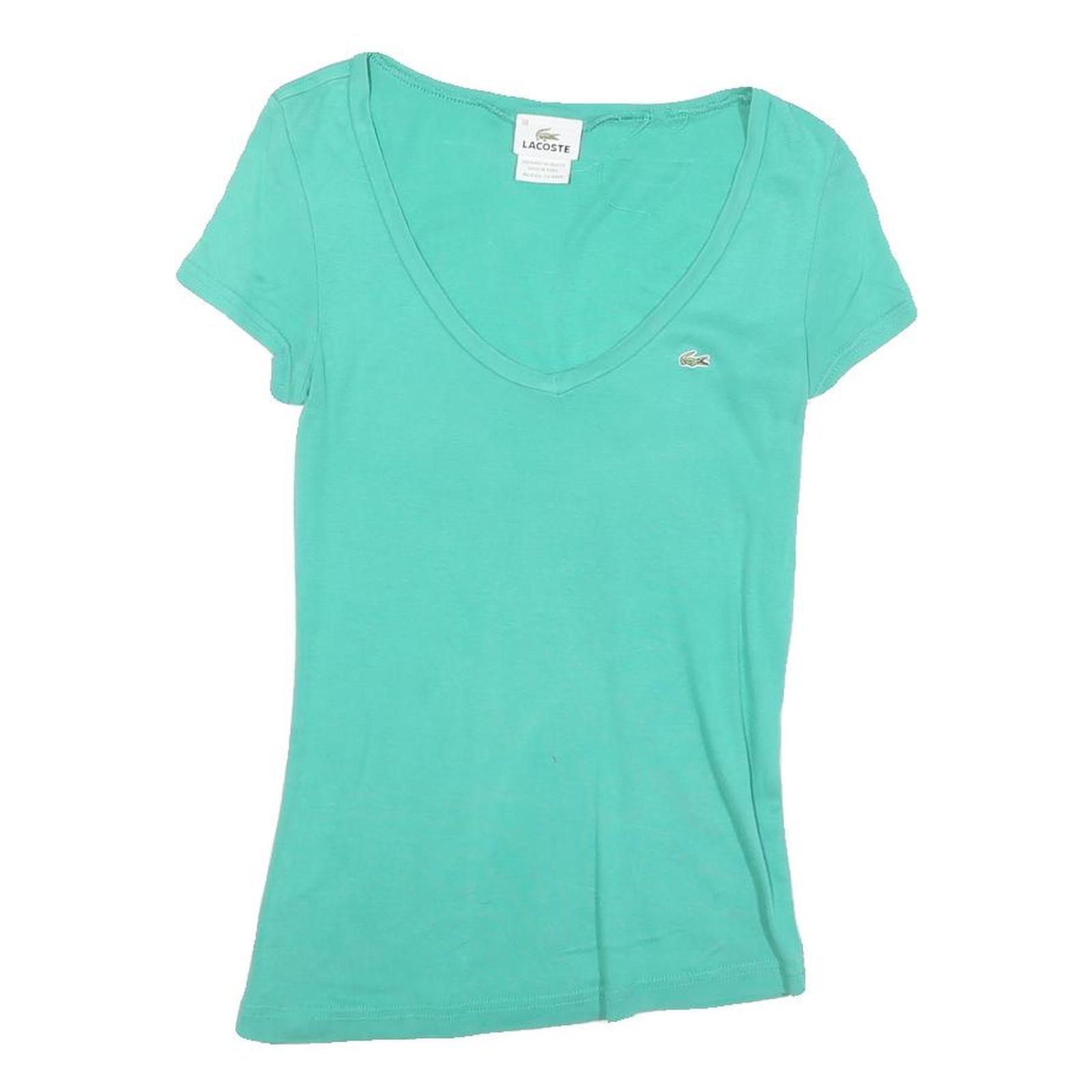 Buy LACOSTE Womens Turquoise V-Neck Short Sleeve Top XXS Cotton Blend Casual Refurbished - $42.89 LACOSTE Womens Turquoise V-Neck Short Sleeve Top XXS Cotton Blend Casual Refurbished - N/A refurbished available on Cerqular